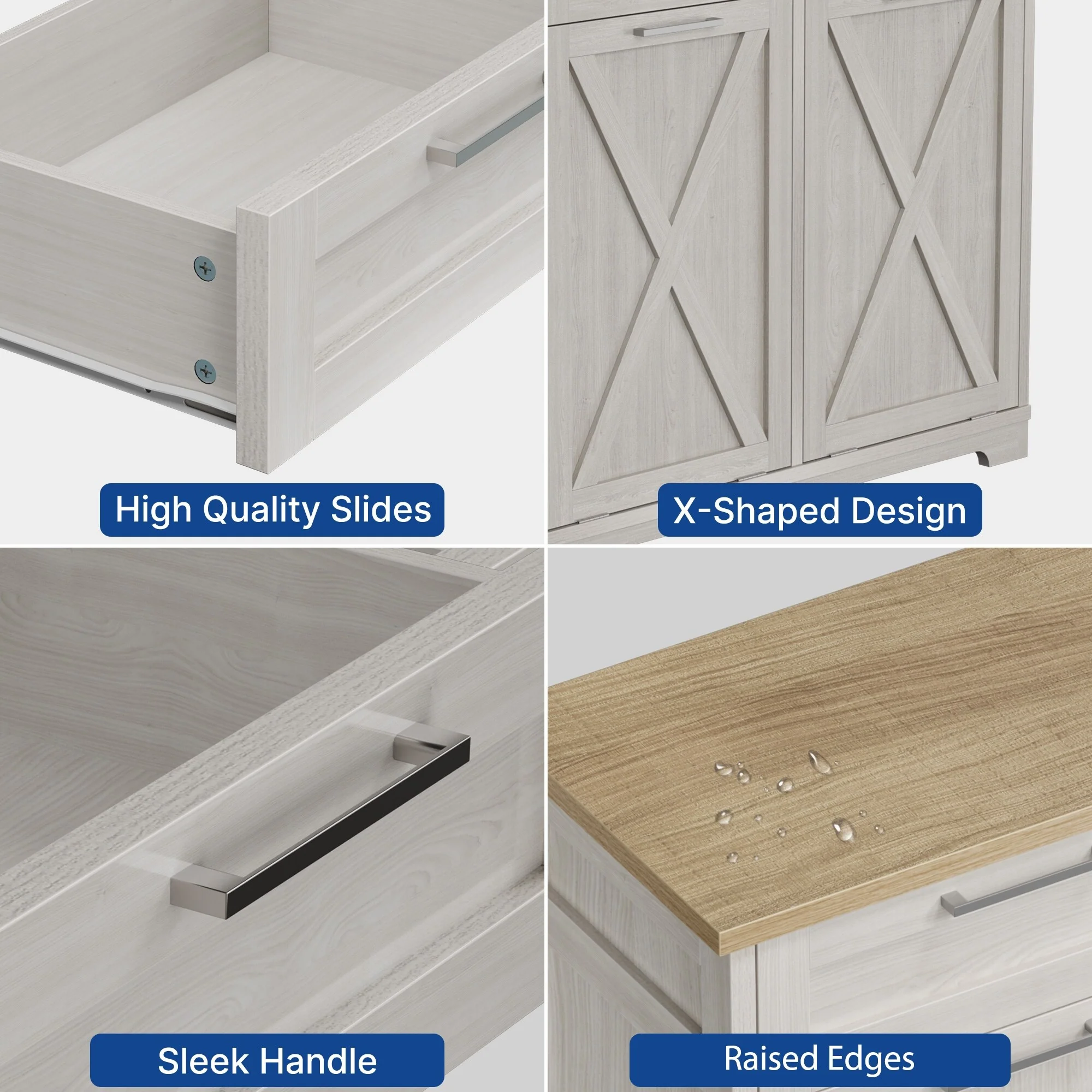 Moasis Kitchen Wooden Double Tilt Out Trash Can Cabinet with 2-Drawer