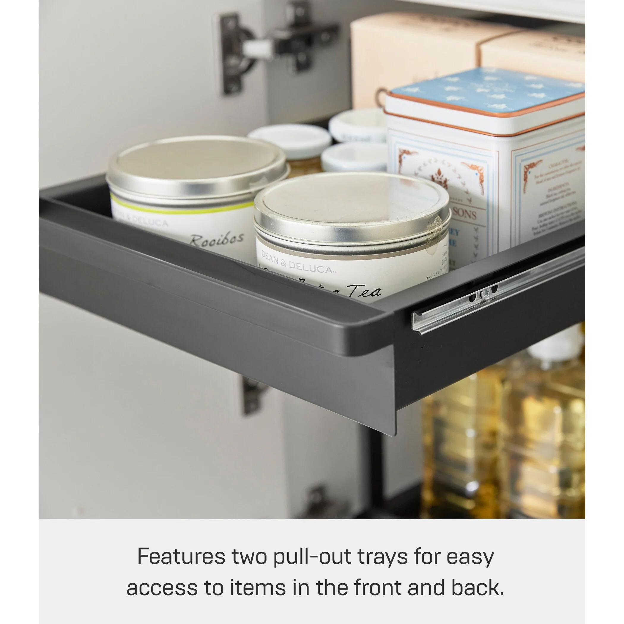 Yamazaki Home Under-Sink Rack with Pull-Out Shelf, Steel, Adjustable - L 26.97 x W 11.97 x H 17.83 inches