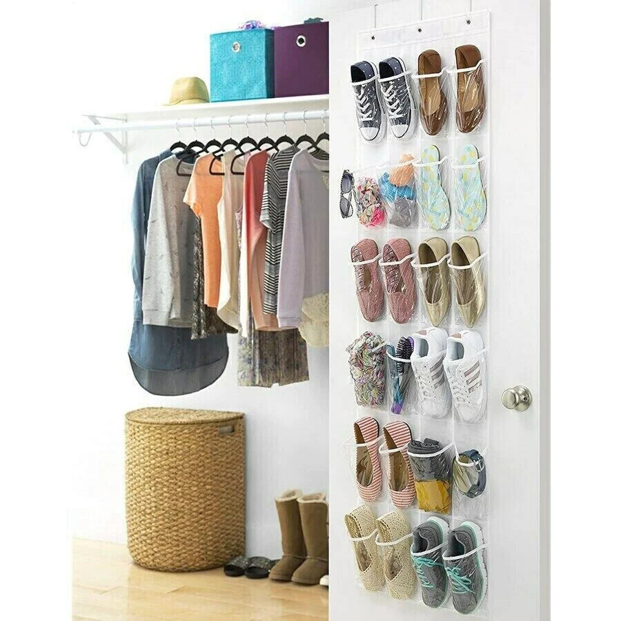 24-Pocket Over-the-Door Shoe Organizer Rack