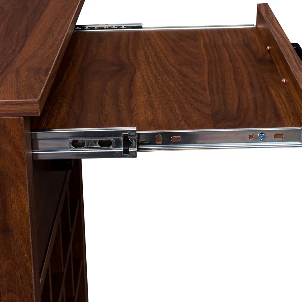28 Slots Wood Wine Bar Cabinet with Storage Shelves - N/A