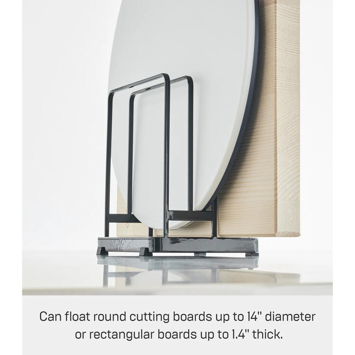 Yamazaki Home Round Cutting Board Stand, Steel - L 4.65 x W 6.3 x H 6.89 inches