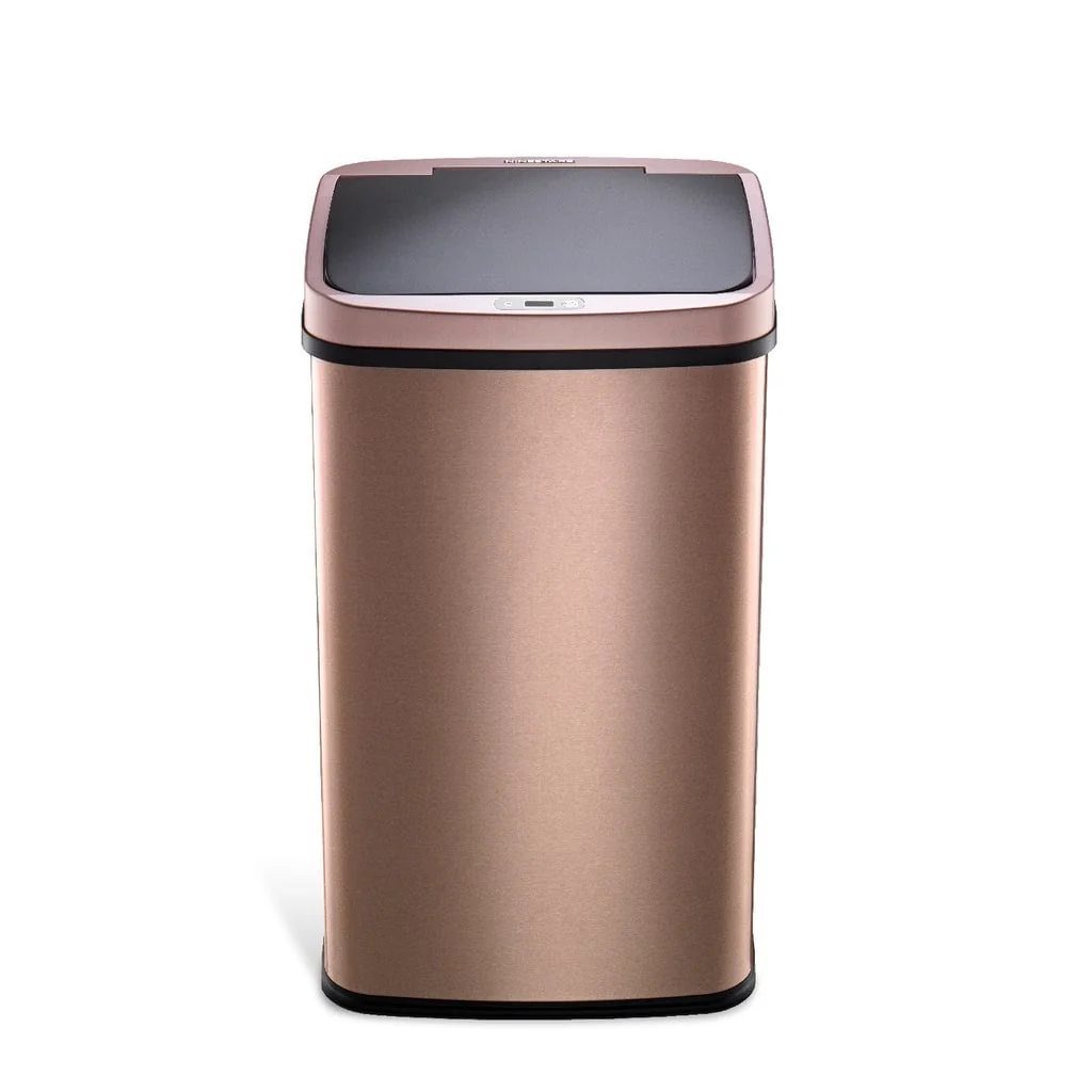 NINESTARS Rectangular Motion Sensor Trash Can 13.2 Gal./50 L Gold DZT-50-28GD