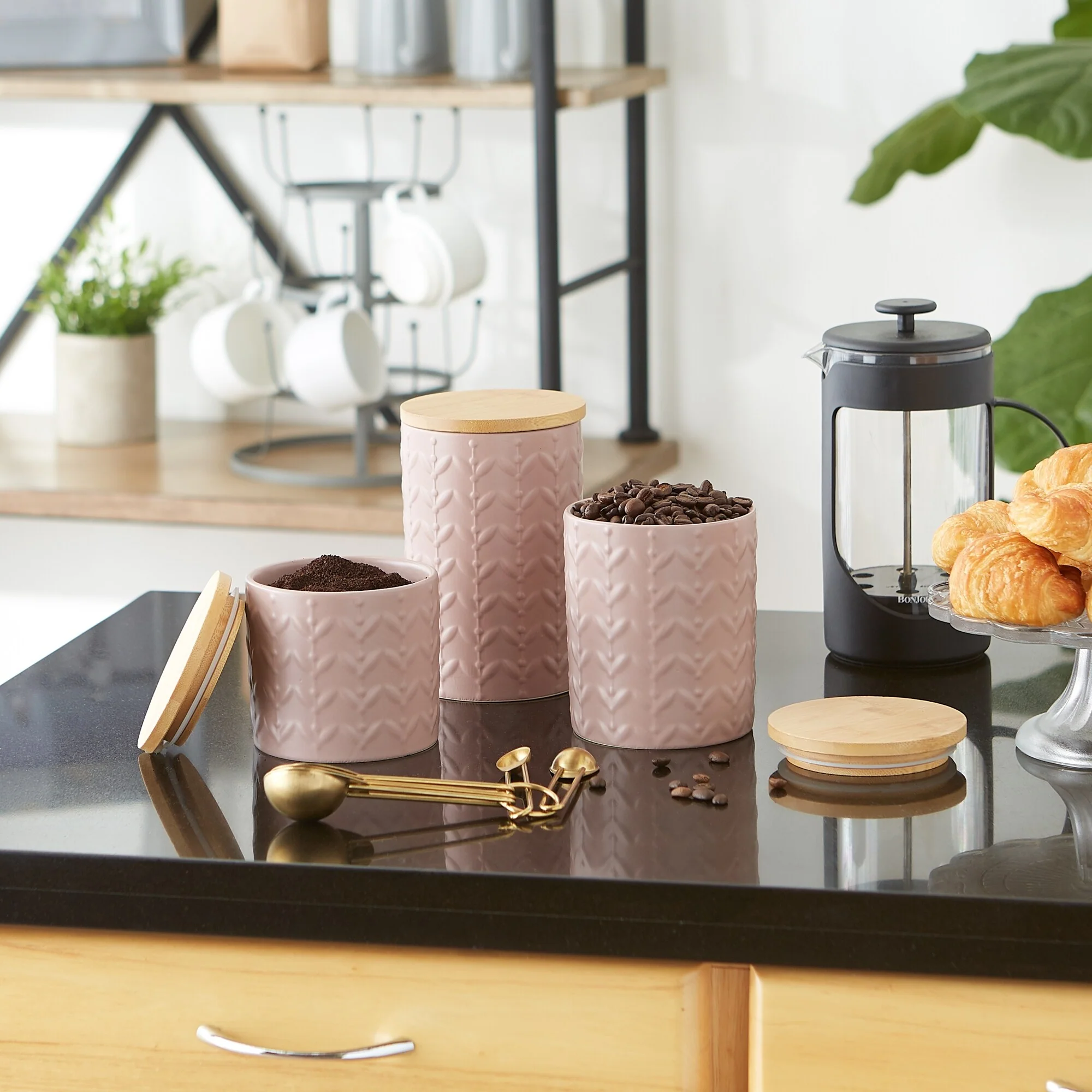 Retro Vine Texture Ceramic Canister (Set of 3)