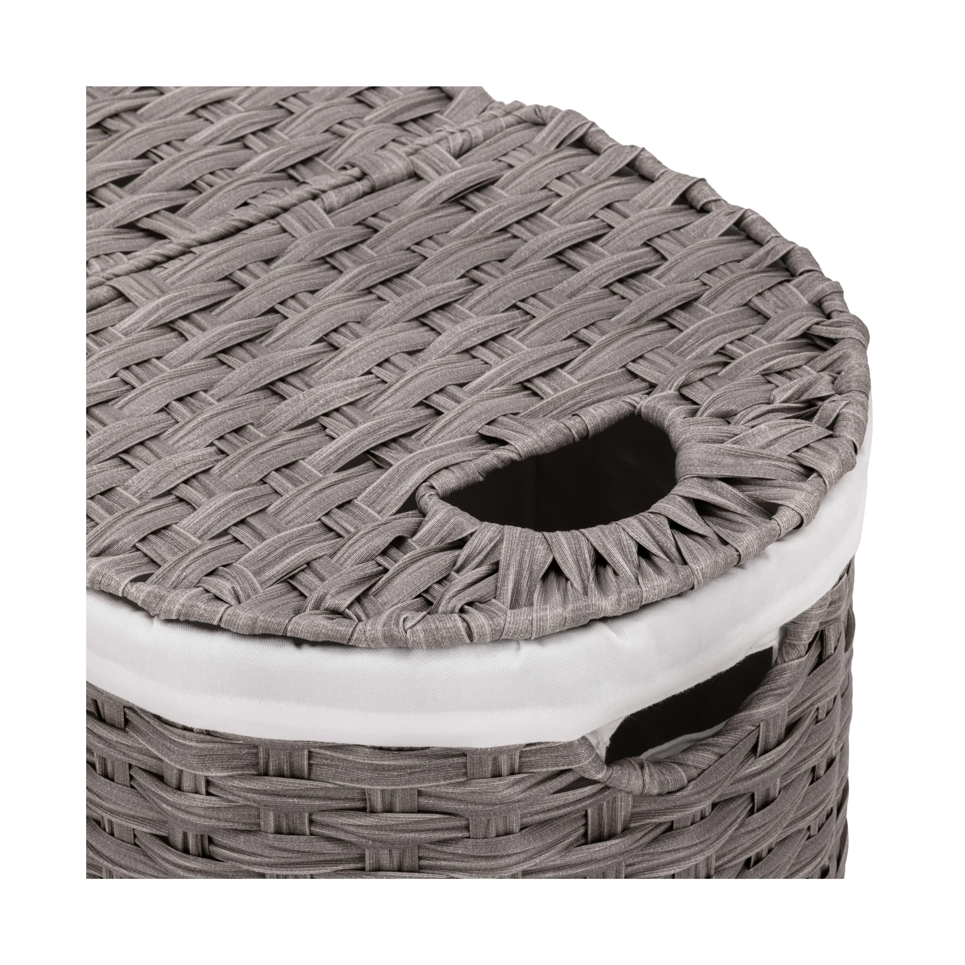 Seville Classics Handwoven Lidded Oval Double Laundry Hamper