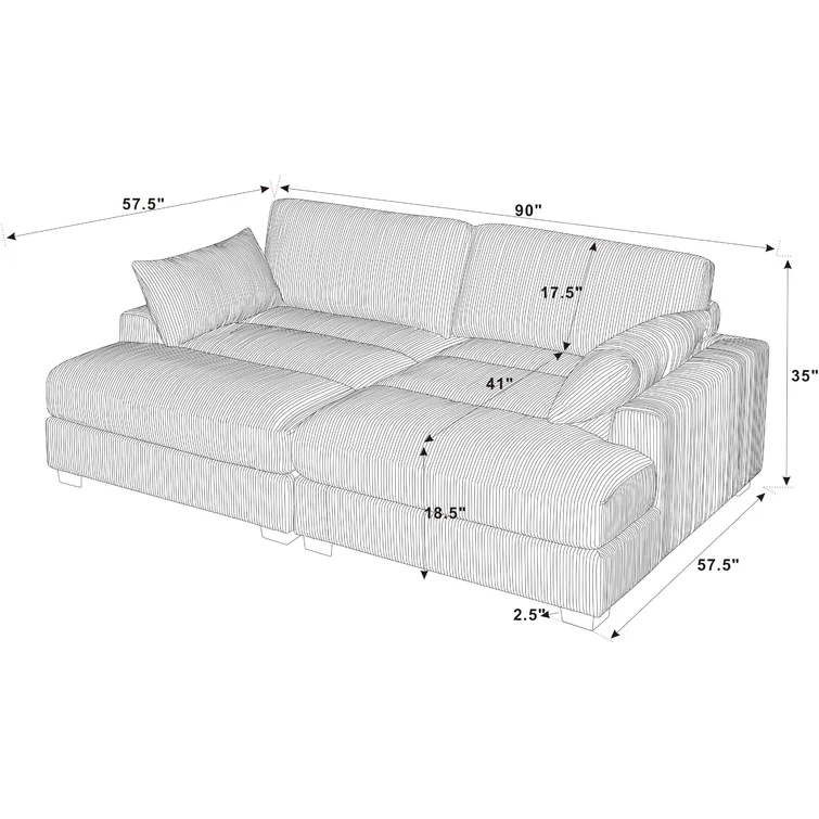 Mordecai 90'' Corduroy Sleeper Sofa