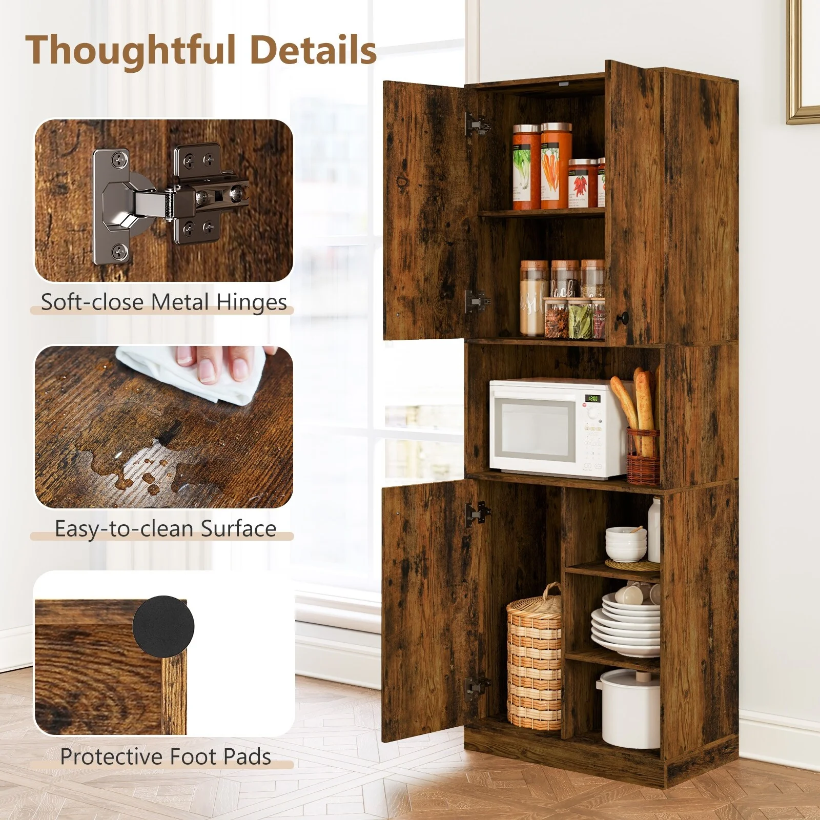Costway Kitchen Pantry Storage Cabinet 65.5