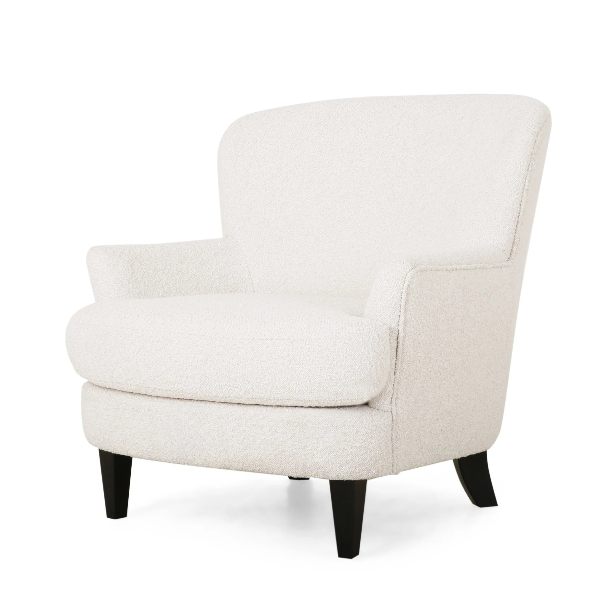 Boucle Fabric Upholstered Accent Chair with Ottoman
