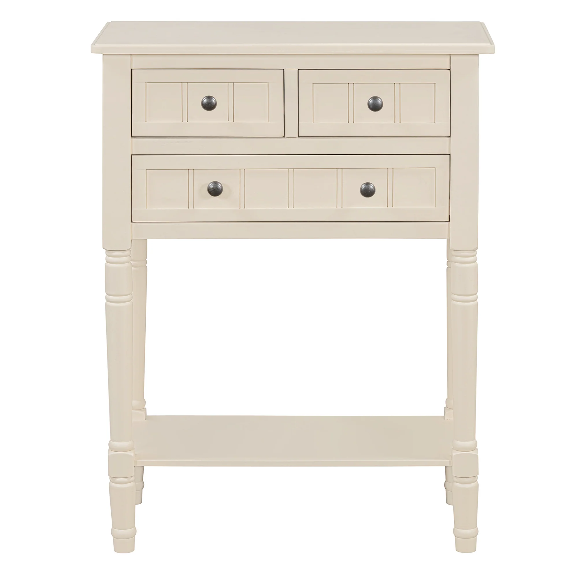 Conquest Narrow Console Table with 3 Drawers and Bottom Shelf