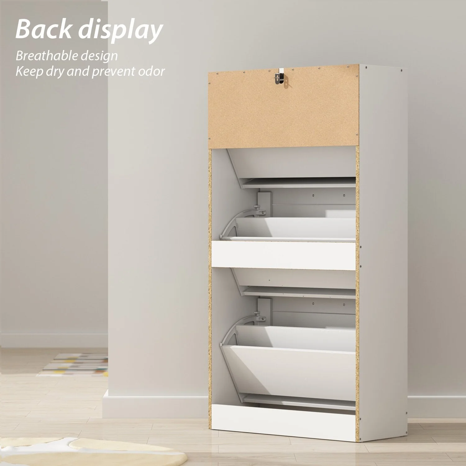 12-15 Pair Shoe Storage Cabinet Space Saving Oak Dresser Chest