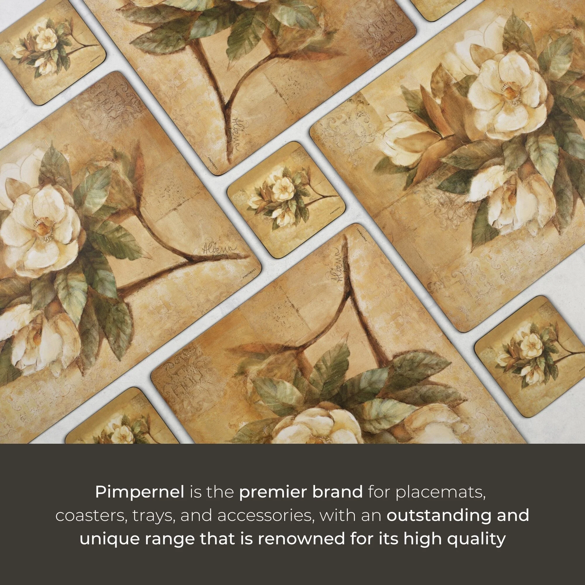 Pimpernel Set of 4 Sugar Magnolia Placemats - 15.7 inches x 11.7 each