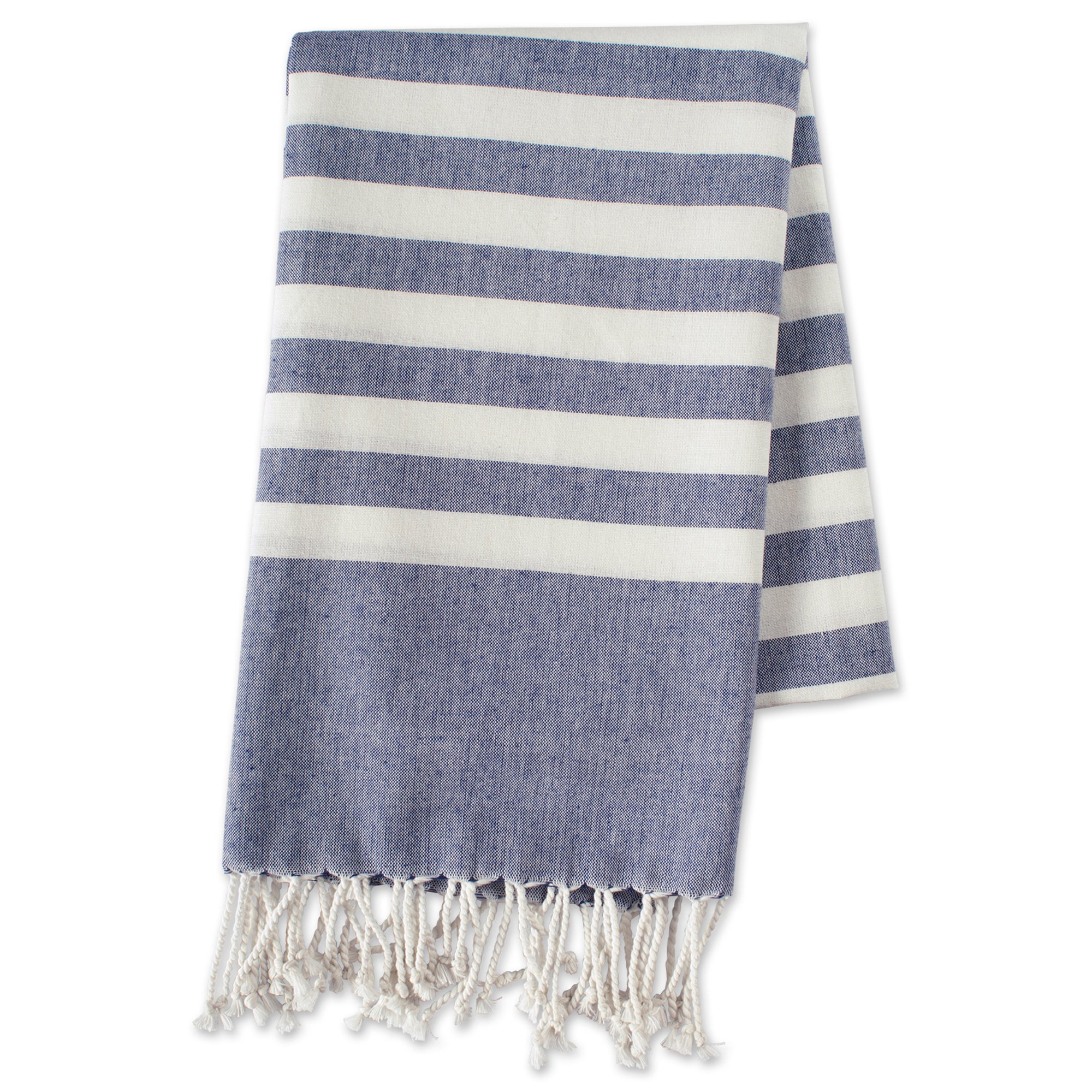 Nautical Blue 1 Inch Stripe Fouta Towel