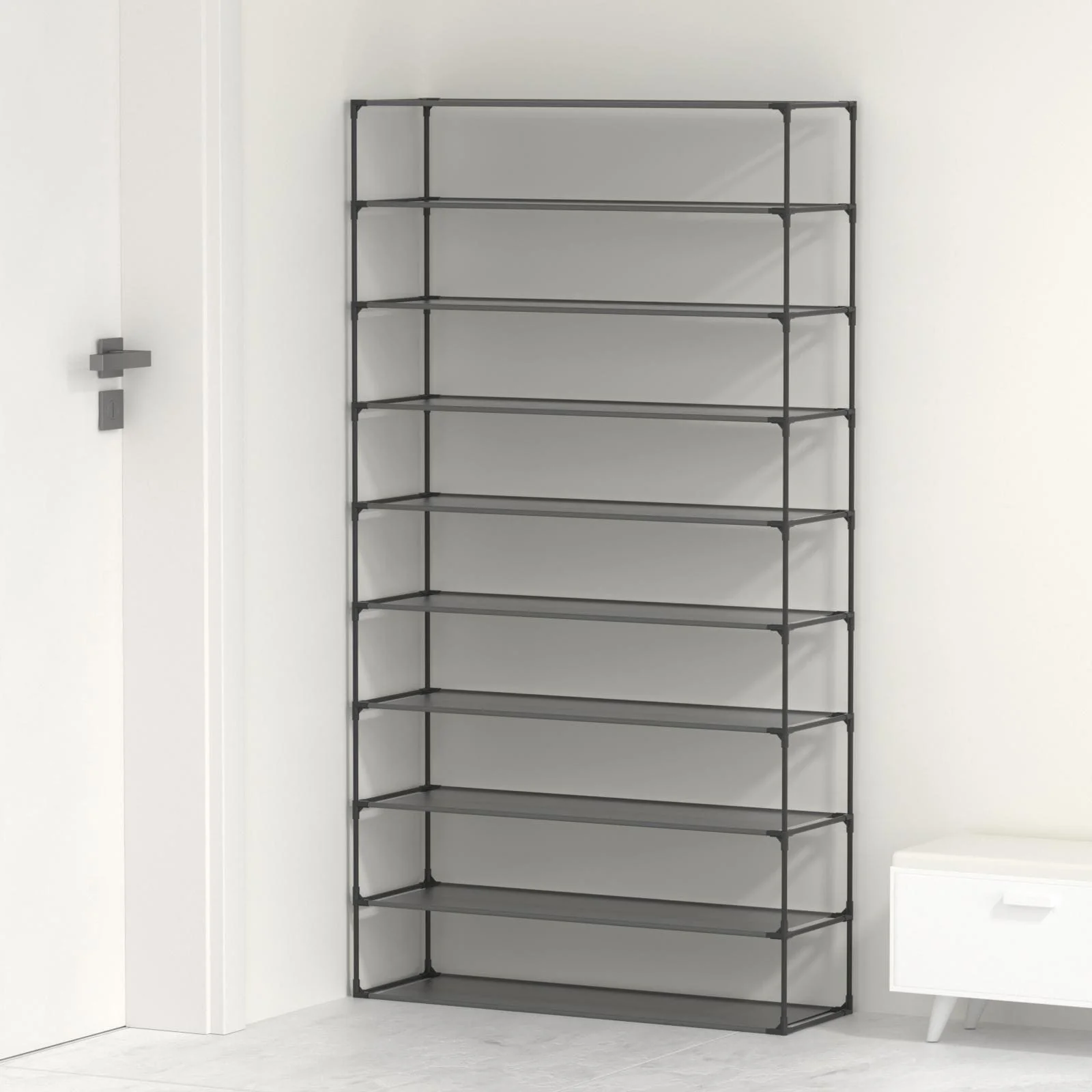 Modern Waterproof Shoe Rack Organizer Tower for Small Spaces Black