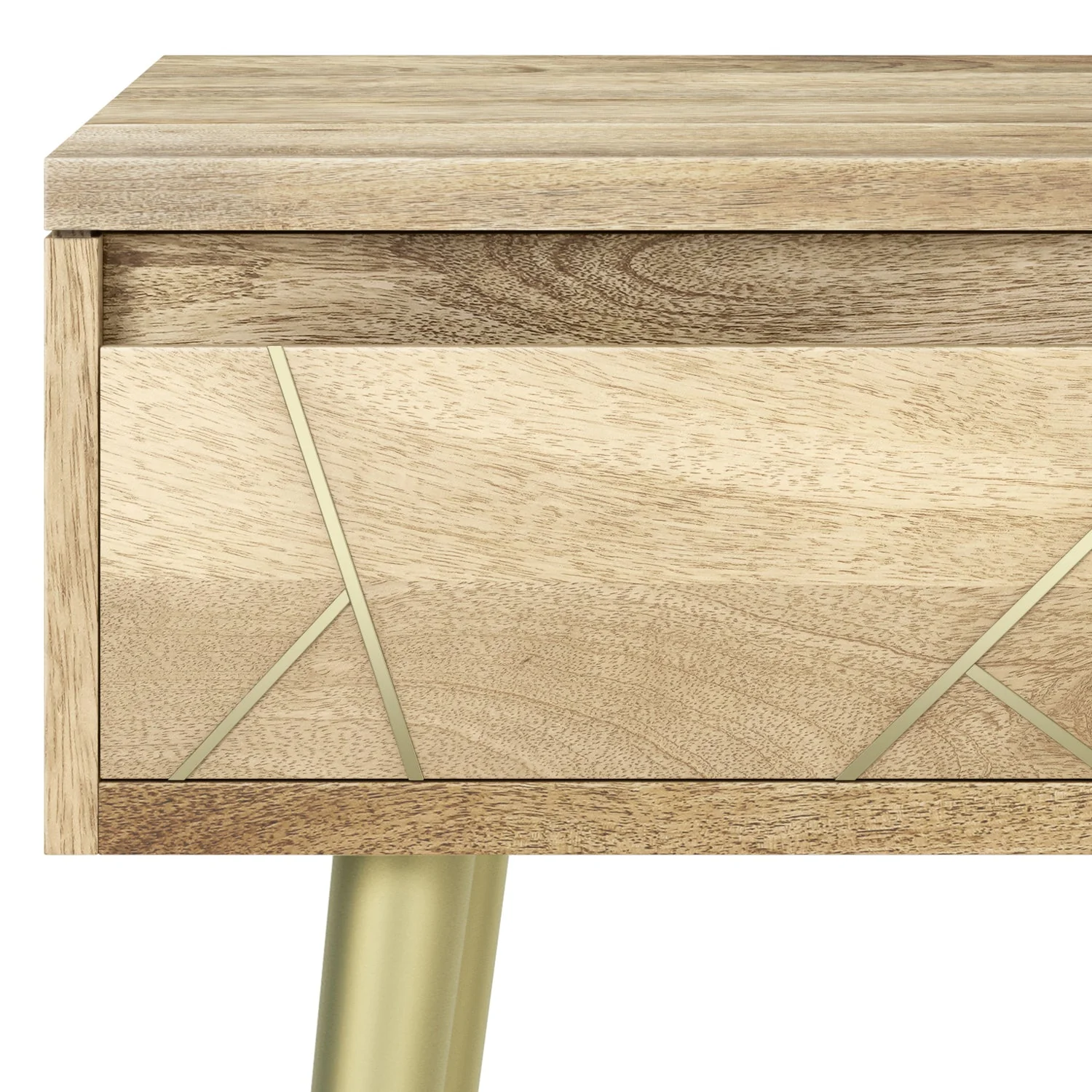 Graceful Side Table with Drawer and Metal Legs