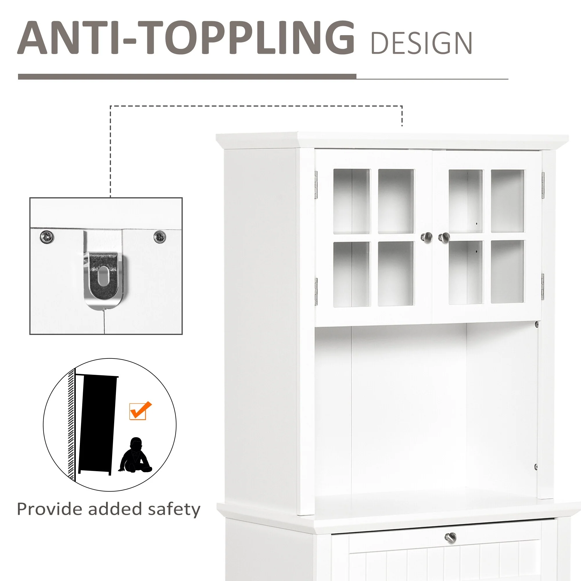 HOMCOM Kitchen Buffet Hutch Wooden Storage Cupboard with Framed Glass Door, Drawer and Microwave Space - 27