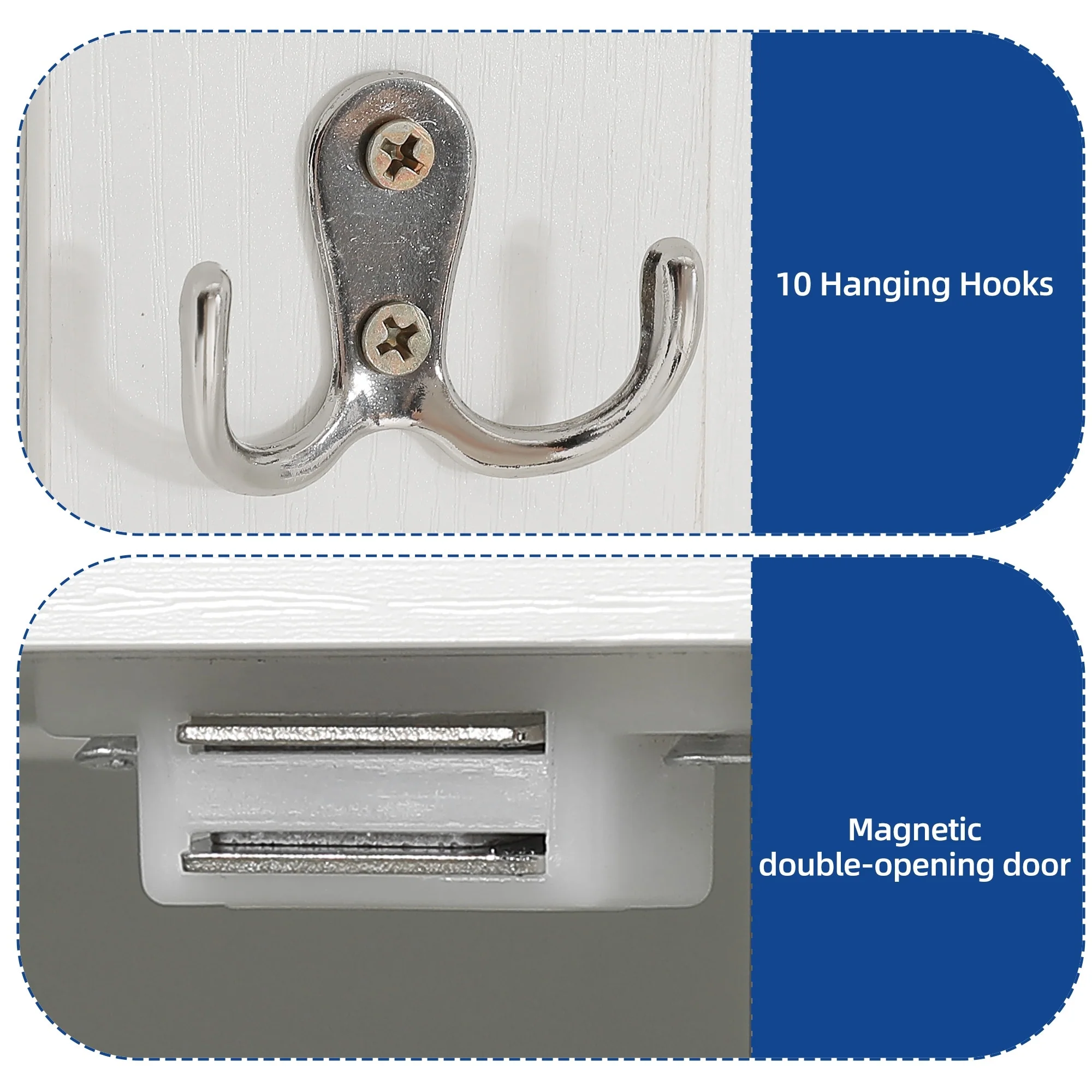 Moasis Farmhouse Hall Tree with Bench and Shoe Storage with 10 Hooks for Entryway