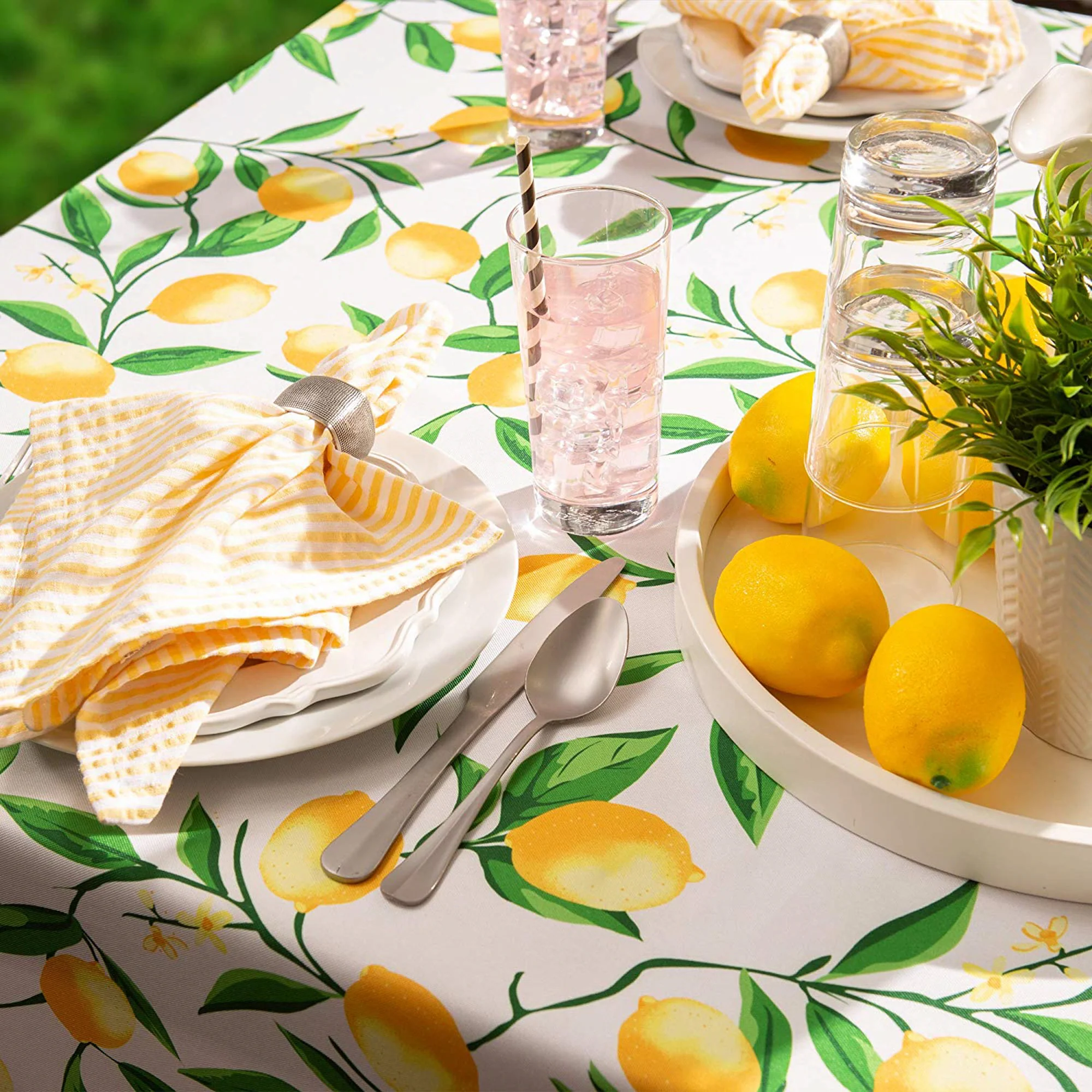 Lemon Bliss Print Outdoor Tablecloth