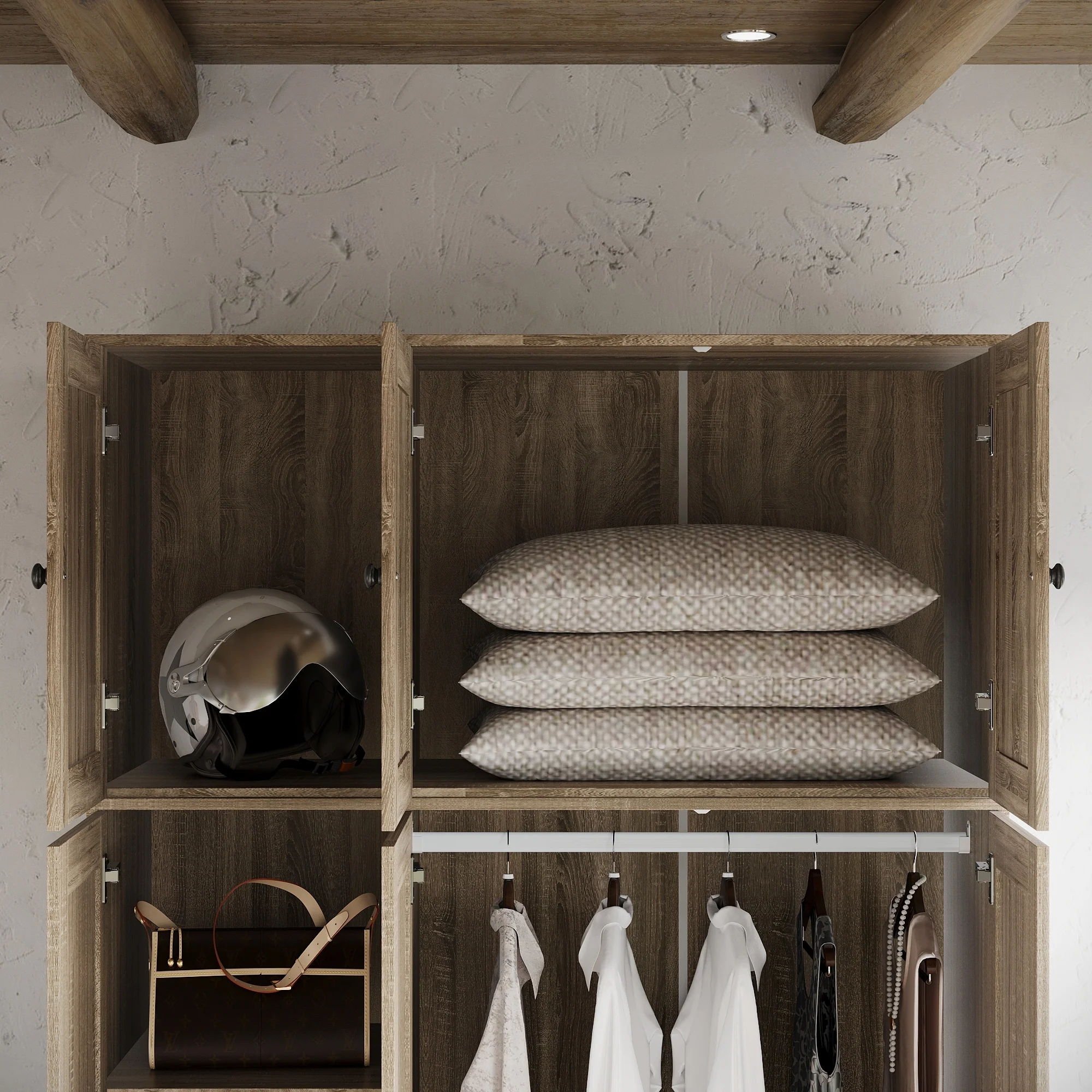 Large Storage Wardrobe Versatile Rattan Door Closet with Deep Drawers