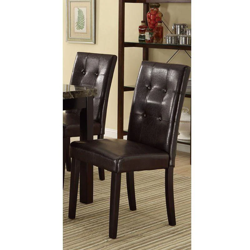Upholstered Dining Chair with Tufted Back and Wood Legs, Set of 2