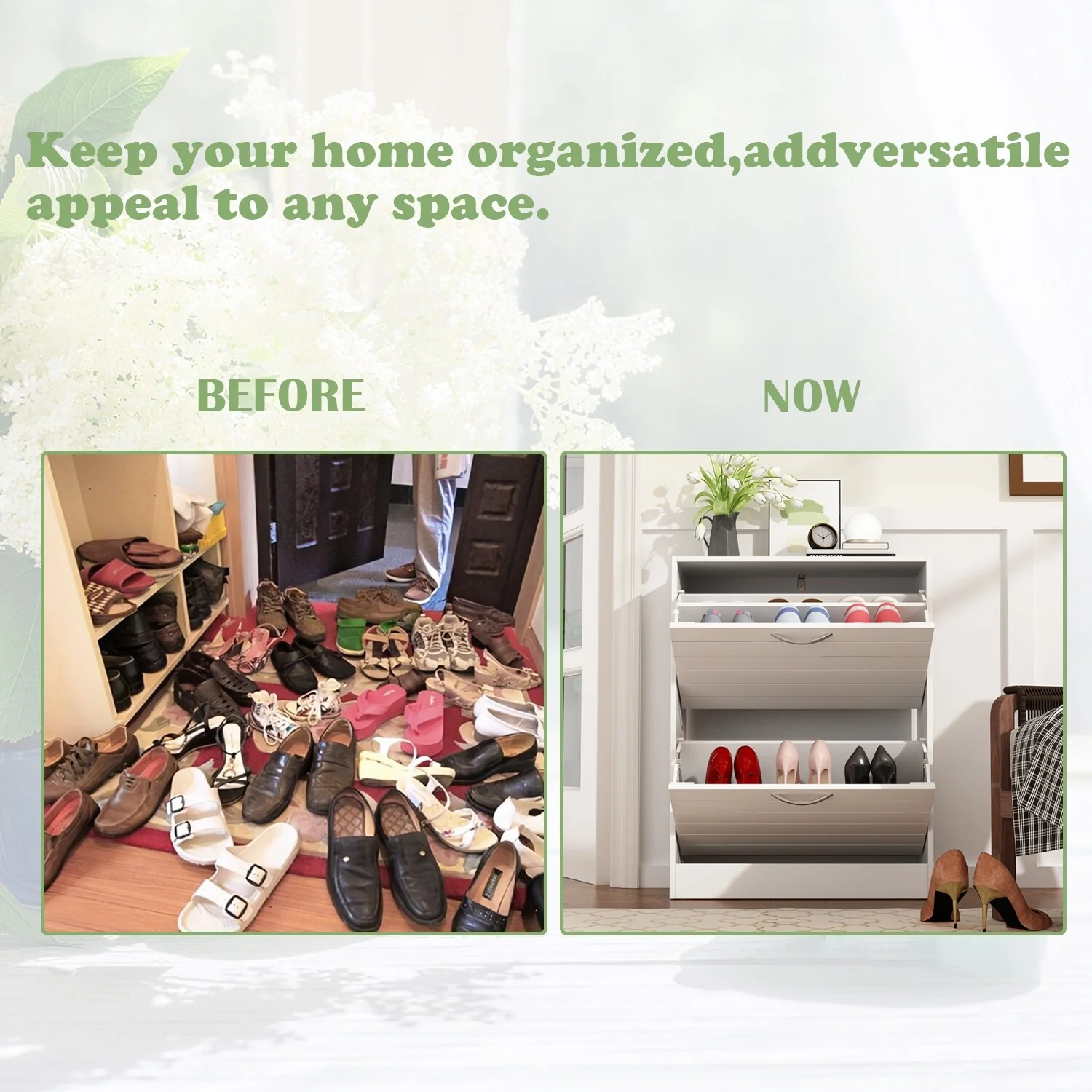 FUFU&GAGA 2 Tiers Shoe Rack Cabinet Shoe Cabinet Space-Saving