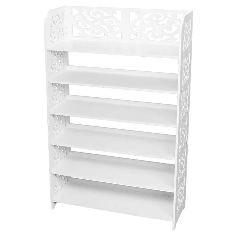6 Tier Carved Storage Organizer Standing Shoe Rack Shelf Cabinet