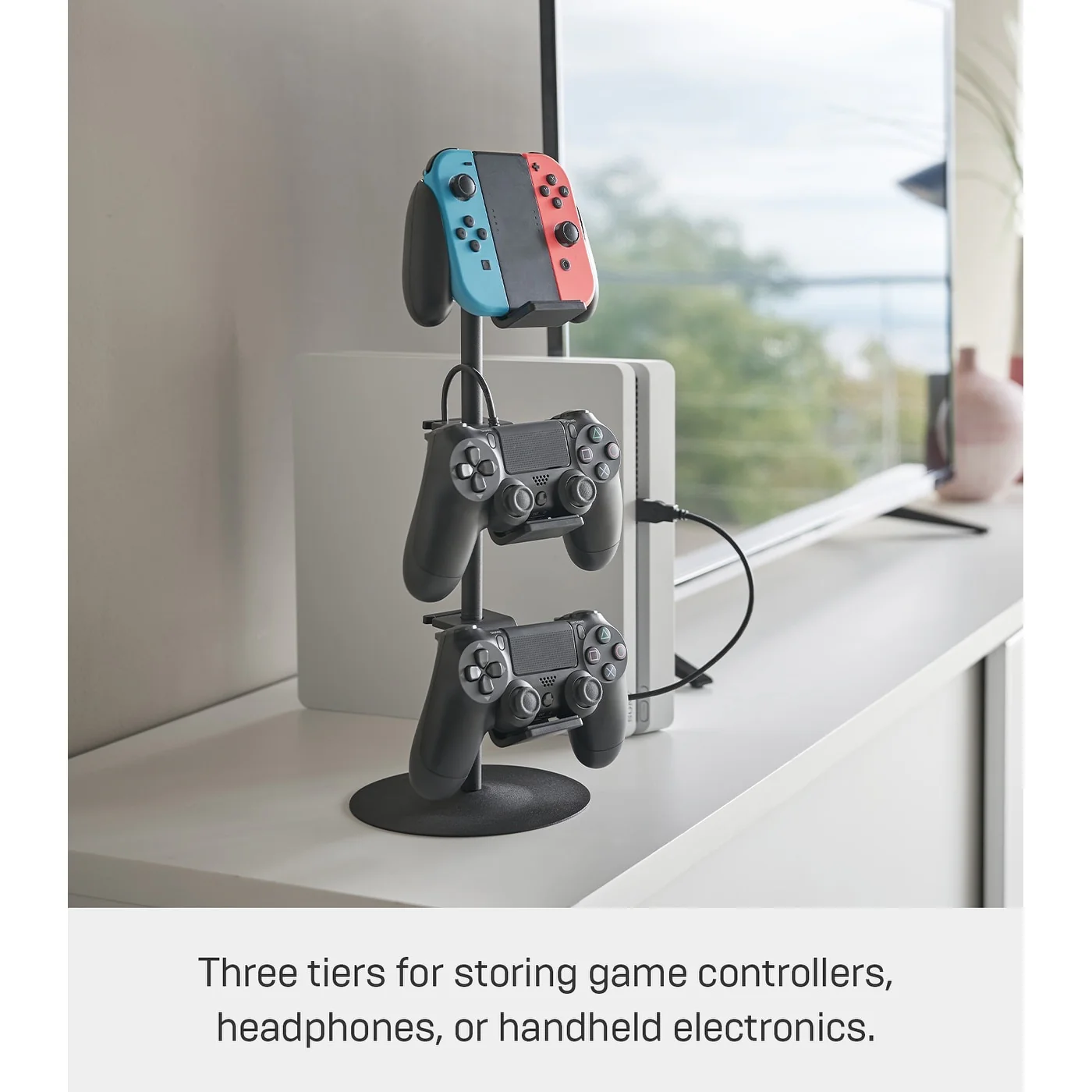 Yamazaki Home Controller Stand, Steel, Adjustable - L 6.69 x W 6.69 x H 15.16 inches