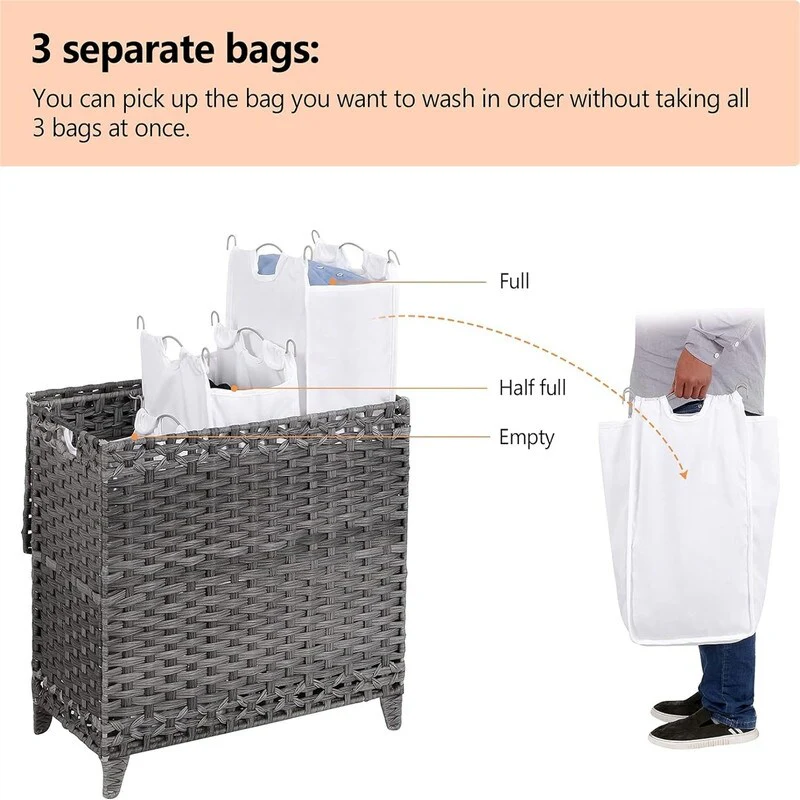 Laundry Hamper with 2 Removable