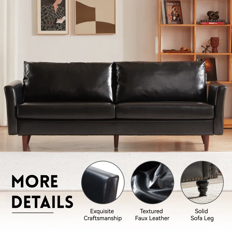 Bobur 80.3'' Faux Leather Sofa