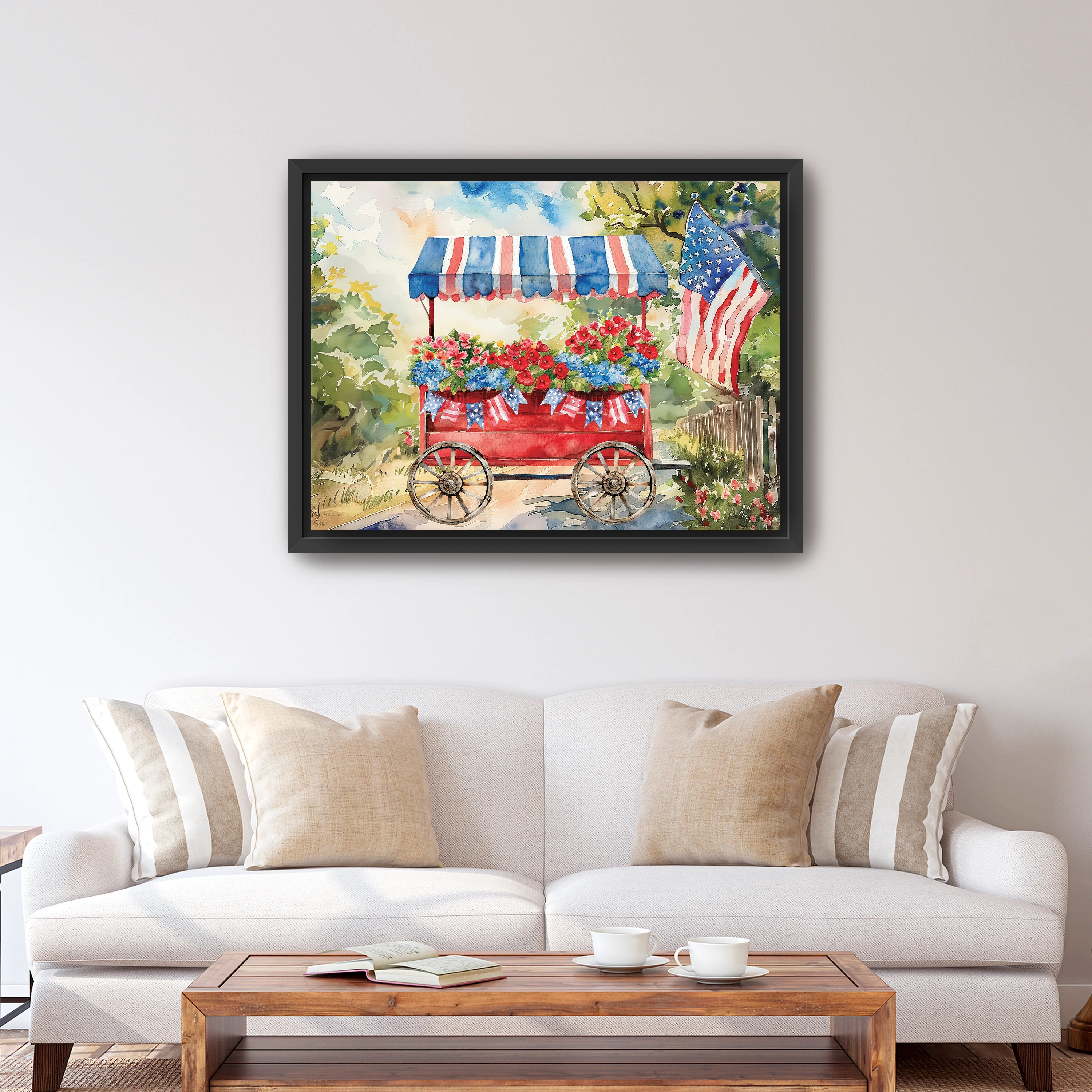 Patriotic Flower Cart Canvas Giclee