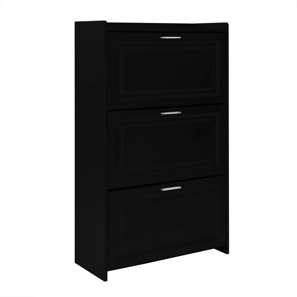 Free Standing Wood Shoe Storage Cabinet with 3 Flip Drawers
