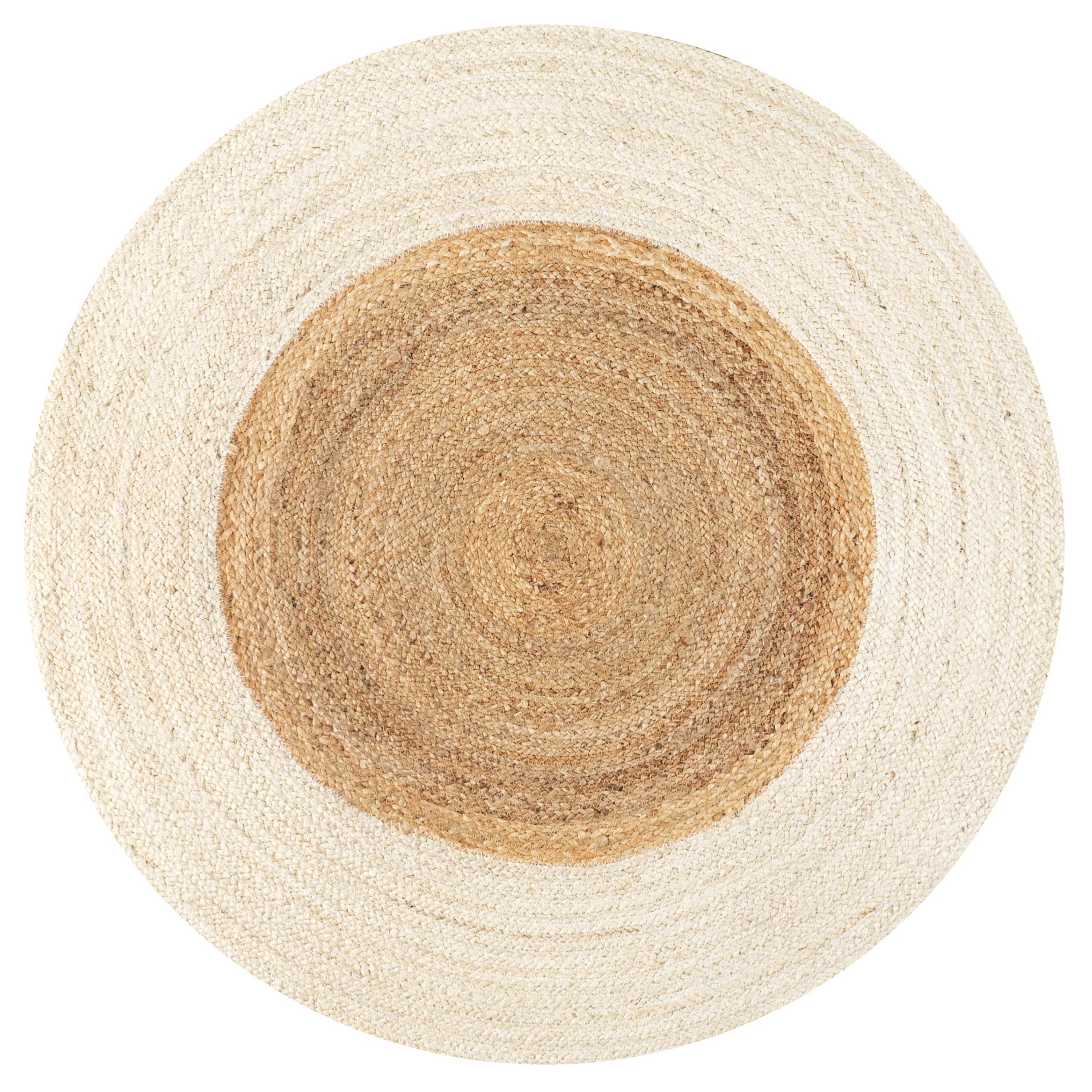 Oceana Two-Tone Boho Jute Circle Round Area Rug