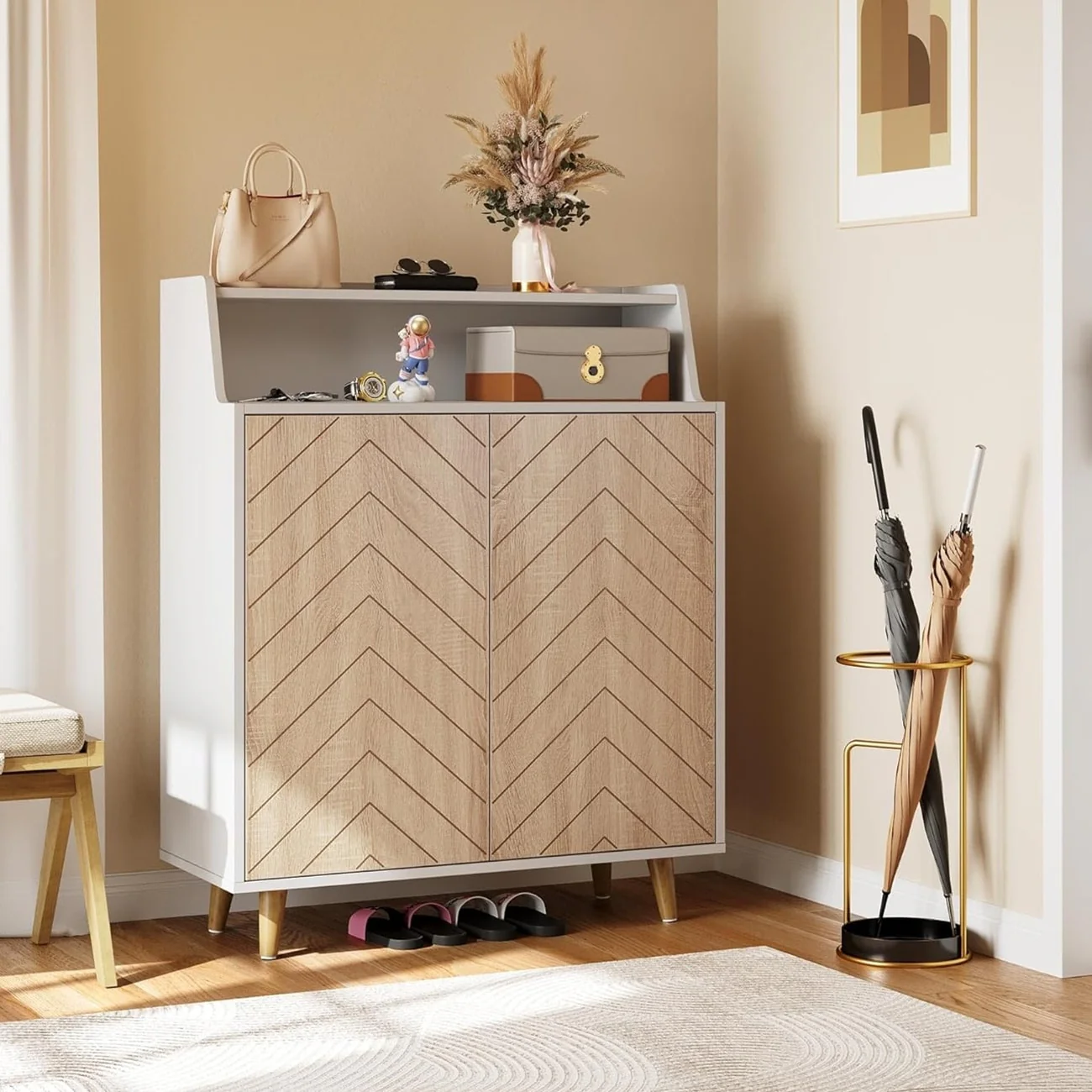 Moasis 20 Pairs Shoe Storage Cabinet for Entryway Shoe Rack Organizer