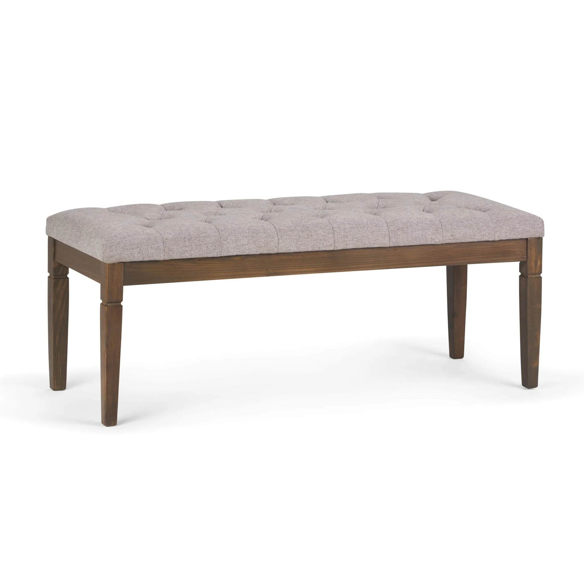 Hushed Upholstered Tufted Ottoman Bench with Carved Legs