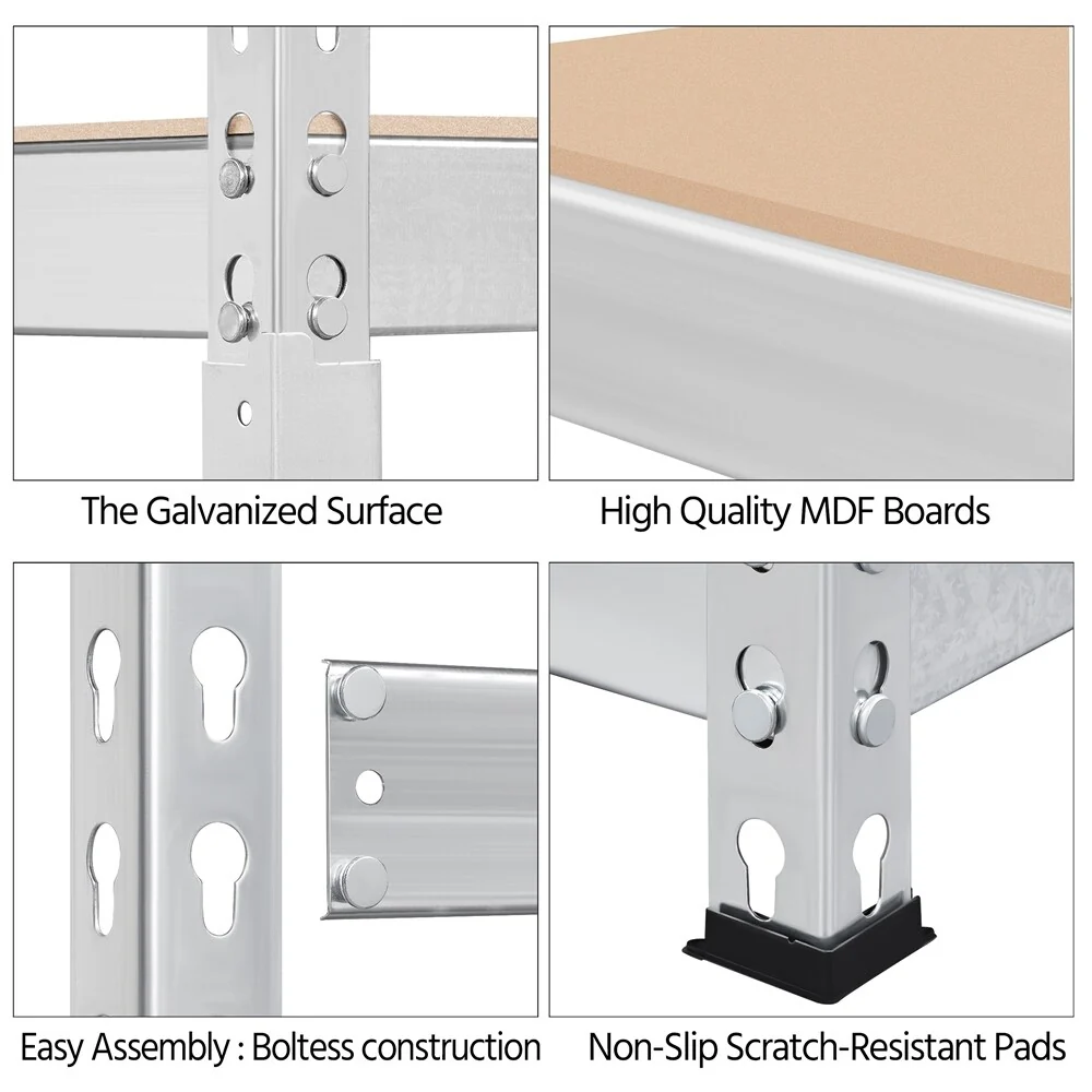 Yaheetech 5 Tiers Boltless Storage Shelf 330lb Capacity for Each Tier,Metal Frame MDF Wood Boards