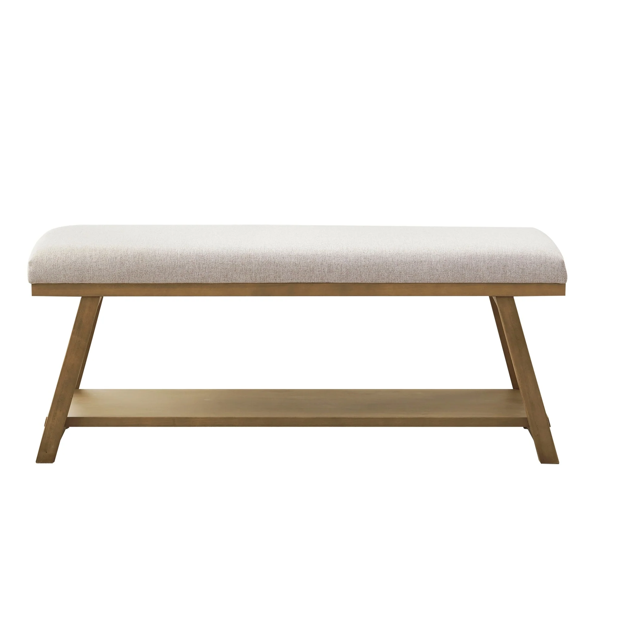 Solid Wood Shoe Bench with Cushion Entryway Shoe Bench