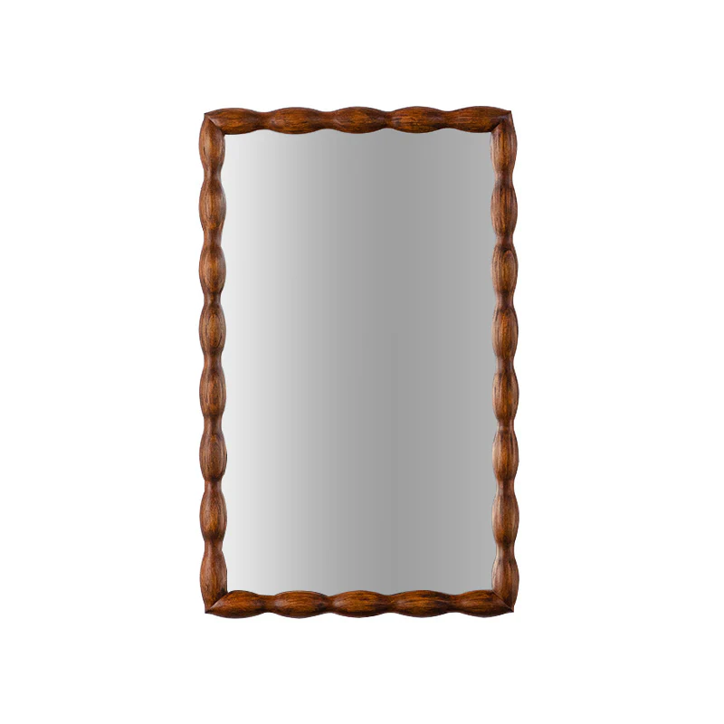 Mid-Century Modern Mirror with Solid Wood Frame