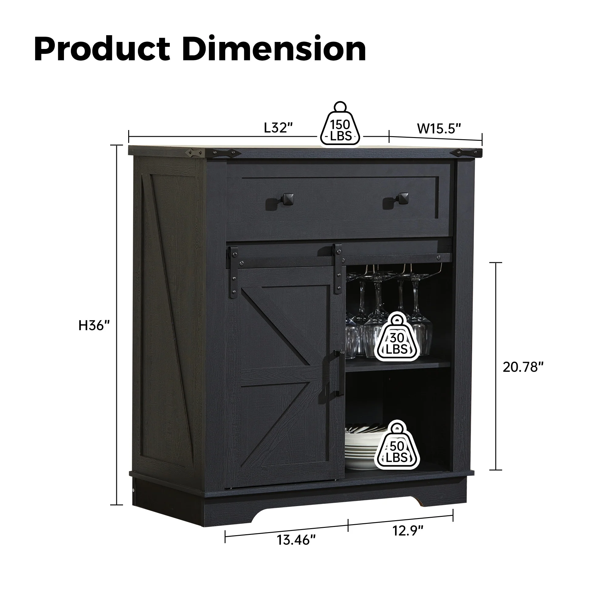 Farmhouse Coffee Bar Cabinet,Kitchen Buffet and Sideboard for Dining Room, Living Room, Entryway