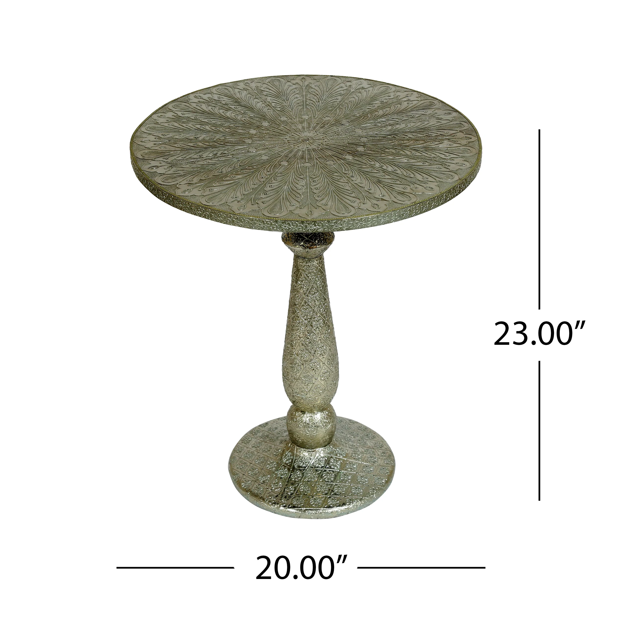 Accent Table with Iron Frame and Turned Base