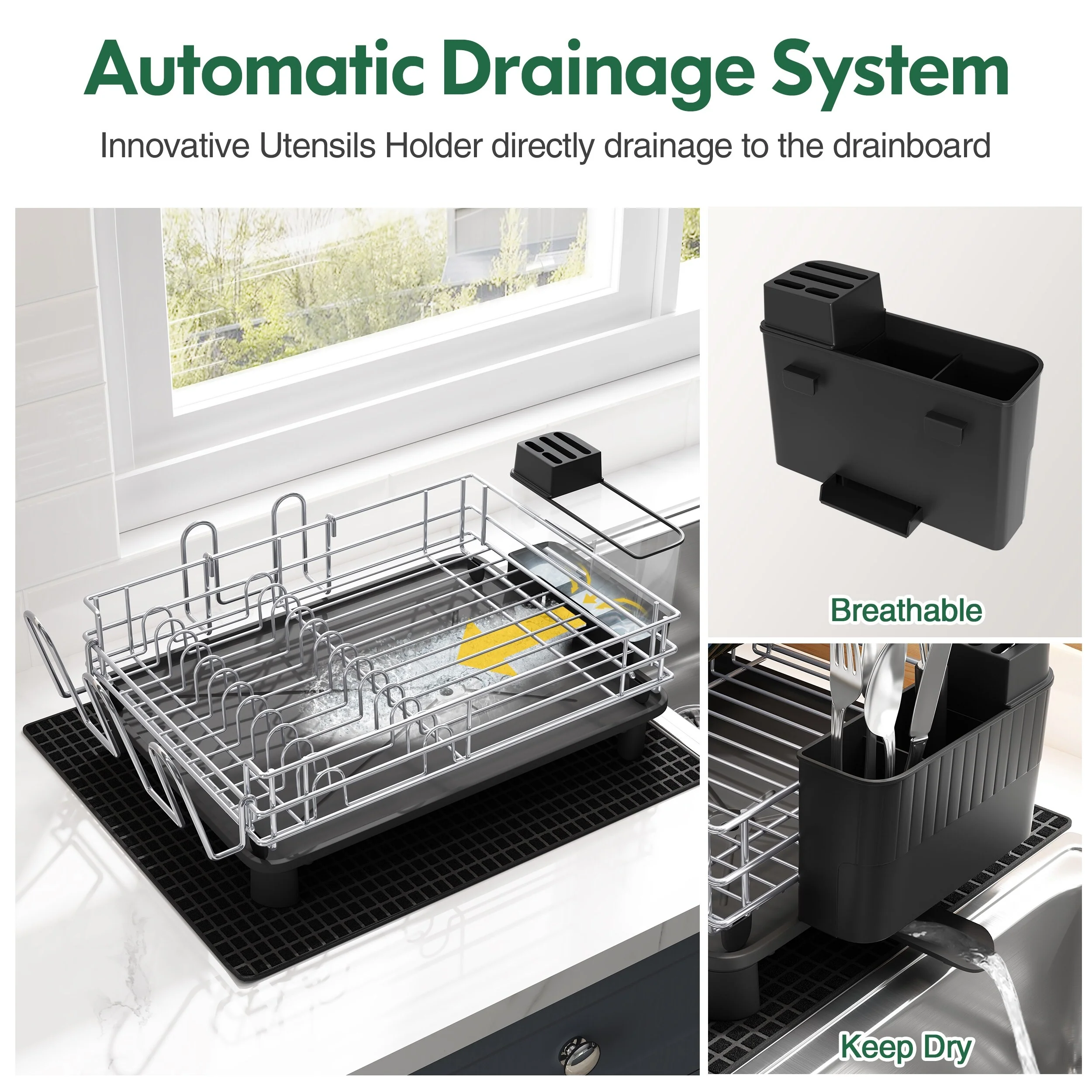 JASIWAY Multifunctional Kitchen Stainless Steel Dish Rack