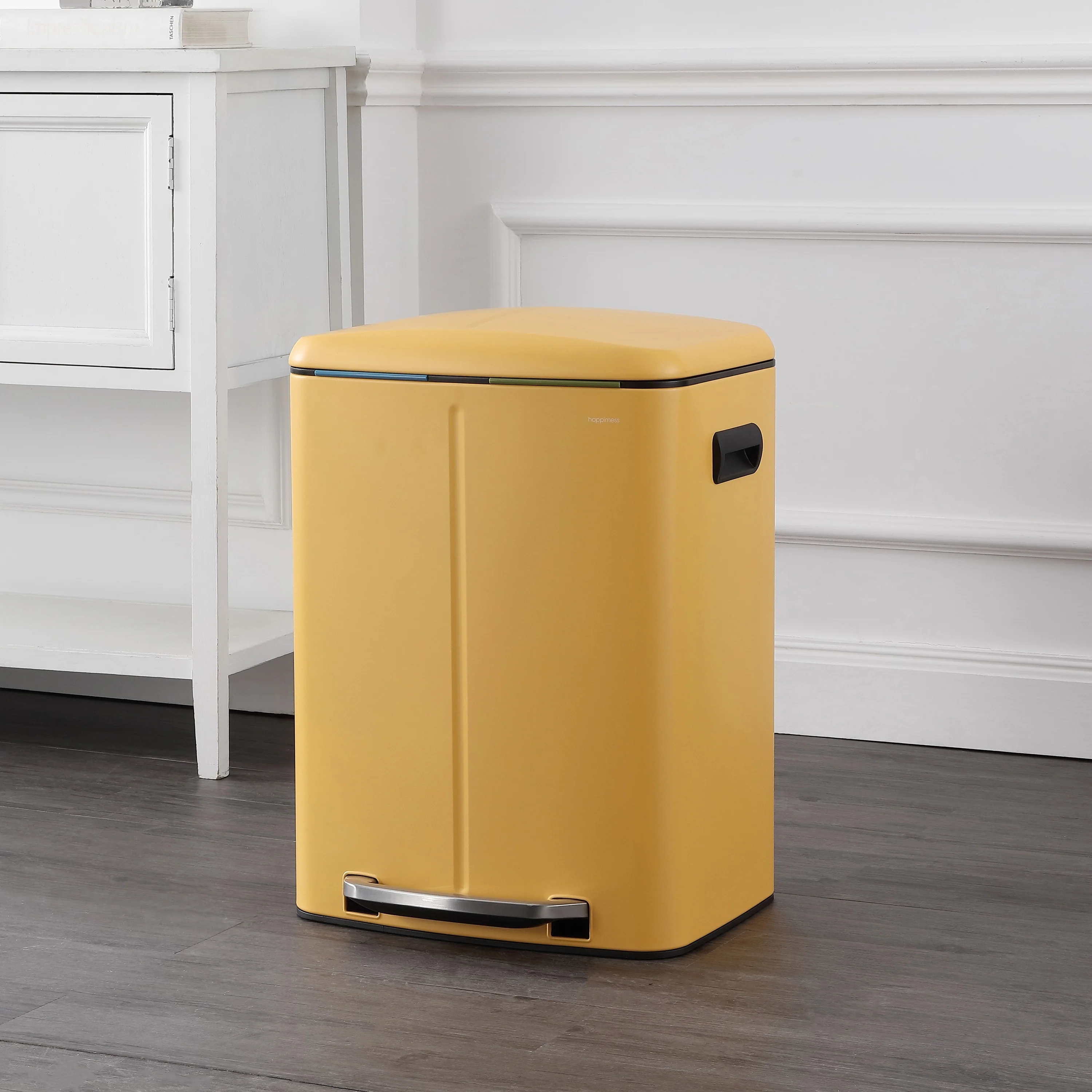 happimess 10.6-Gallon Double Bucket Trash Can with Soft Close Lid
