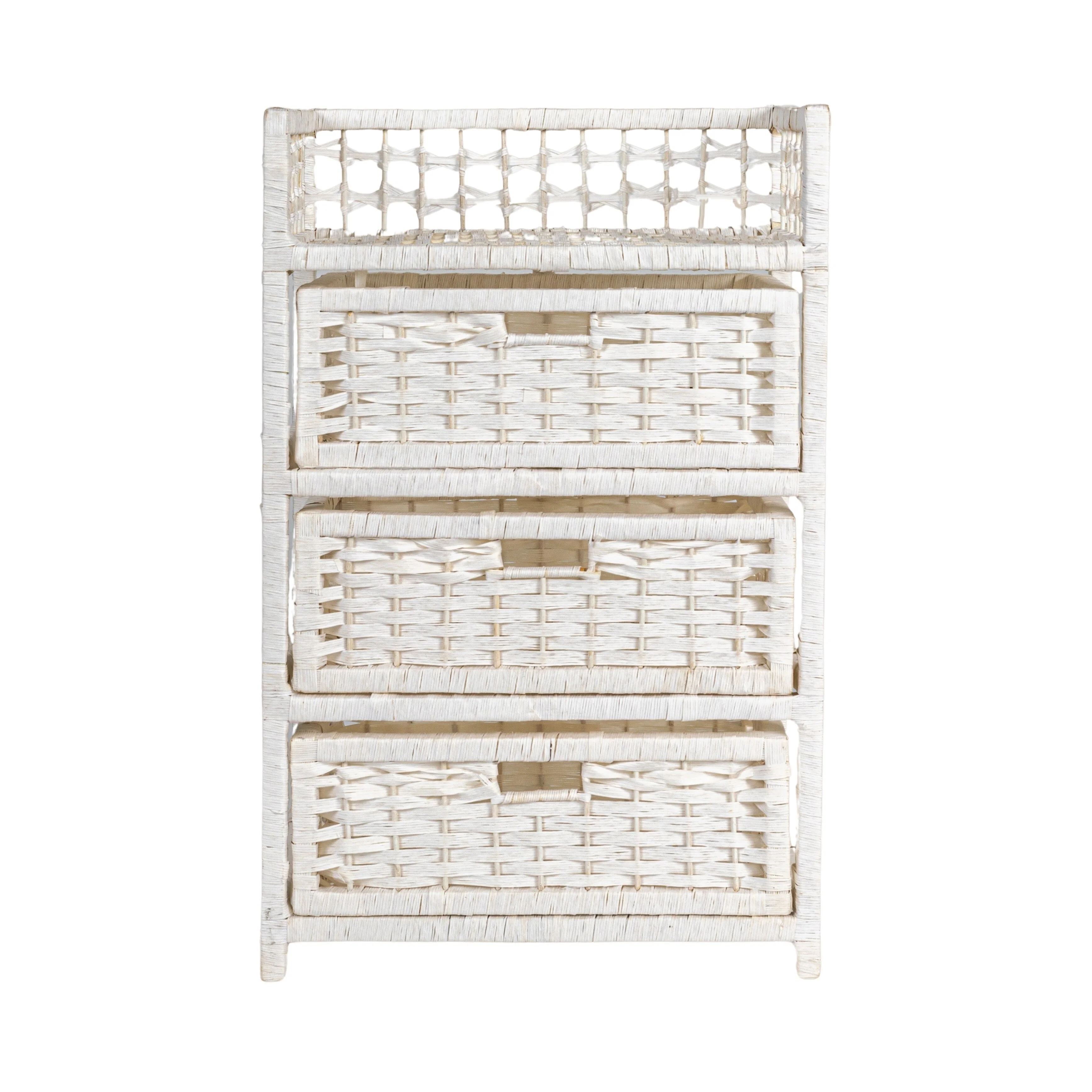Household Essentials Woven 3 Drawer Chest with Cutout Handles