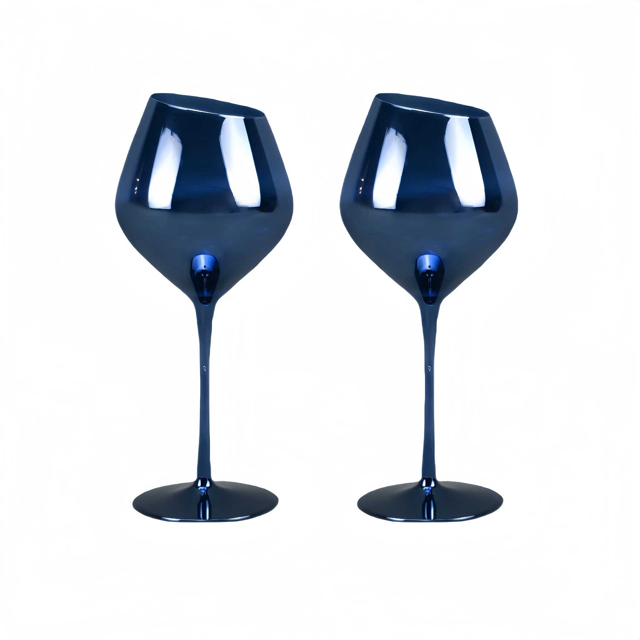Jeanne Fitz Slant Collection Blue Wine Glasses, Set of 2