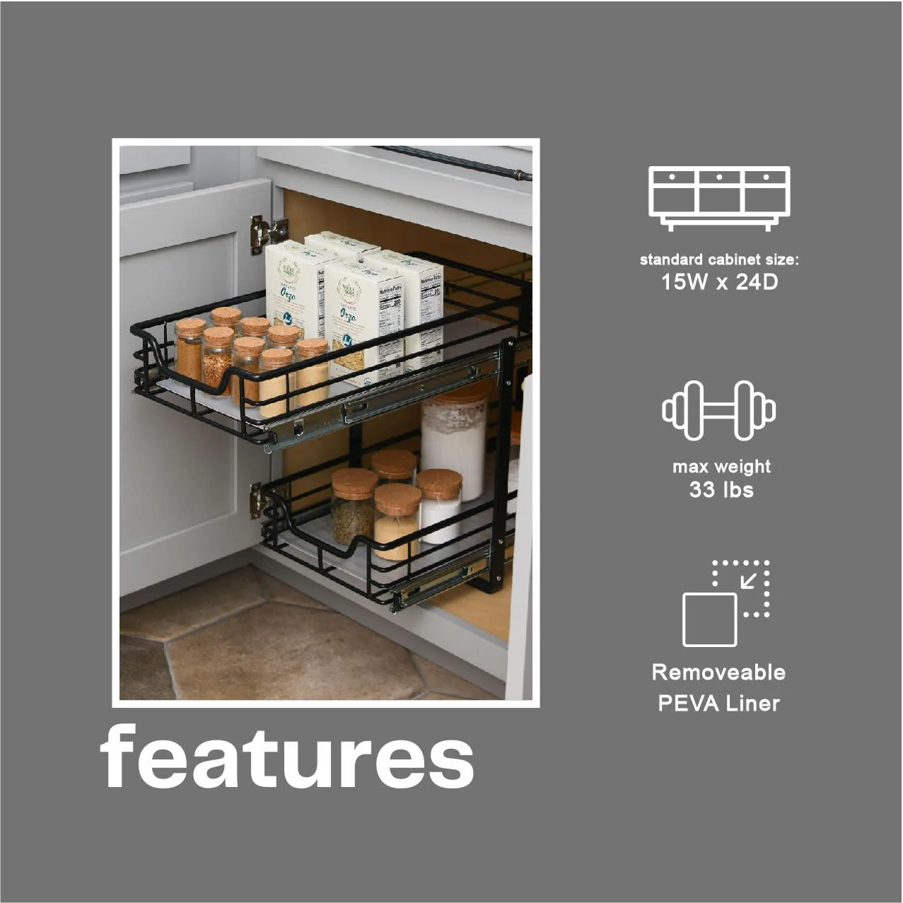 Household Essentials Multipurpose Pull-Out/Slide-Out Storage Organizer