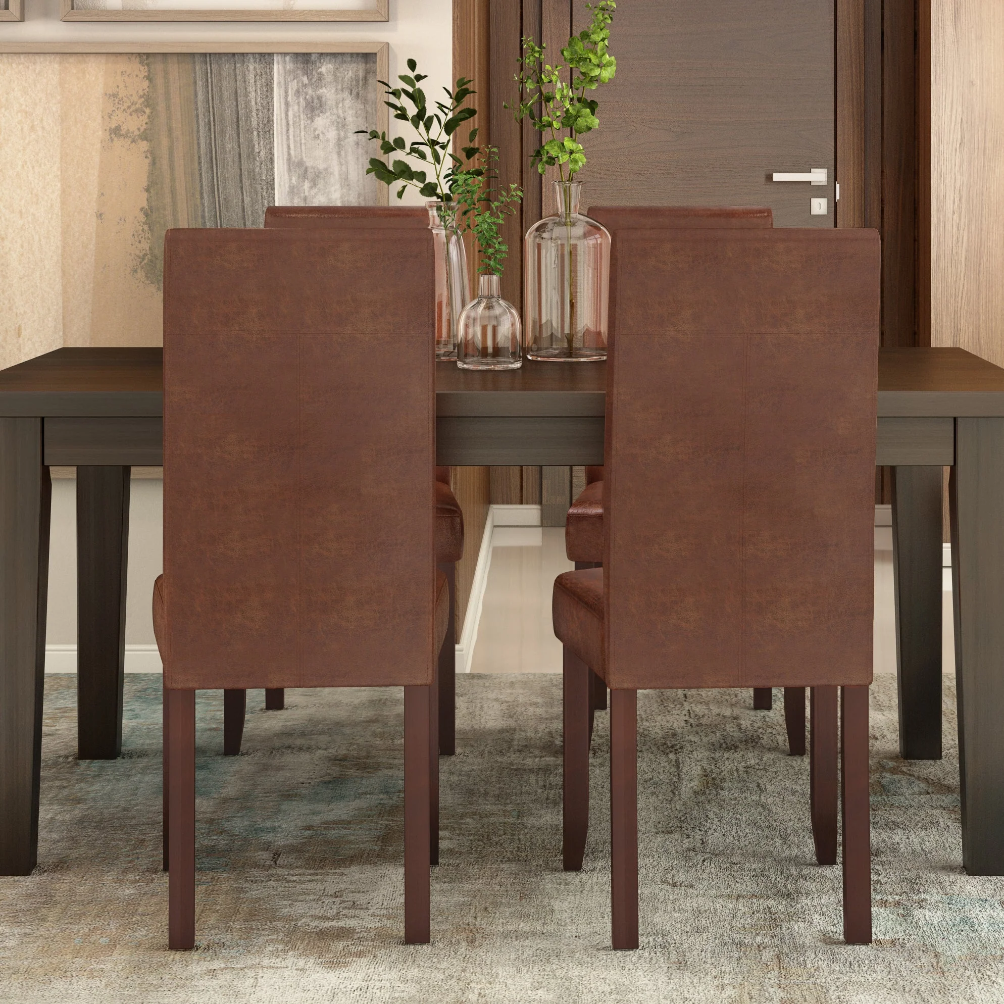 Upholstered Faux Leather Dining Chair, Set of 2