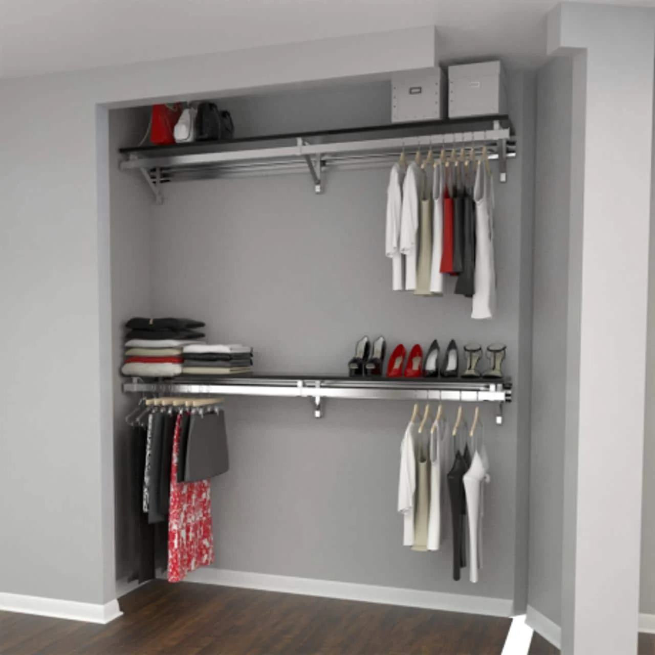 arrange a SPACE RCMBX Double Shelf-Hang Closet System