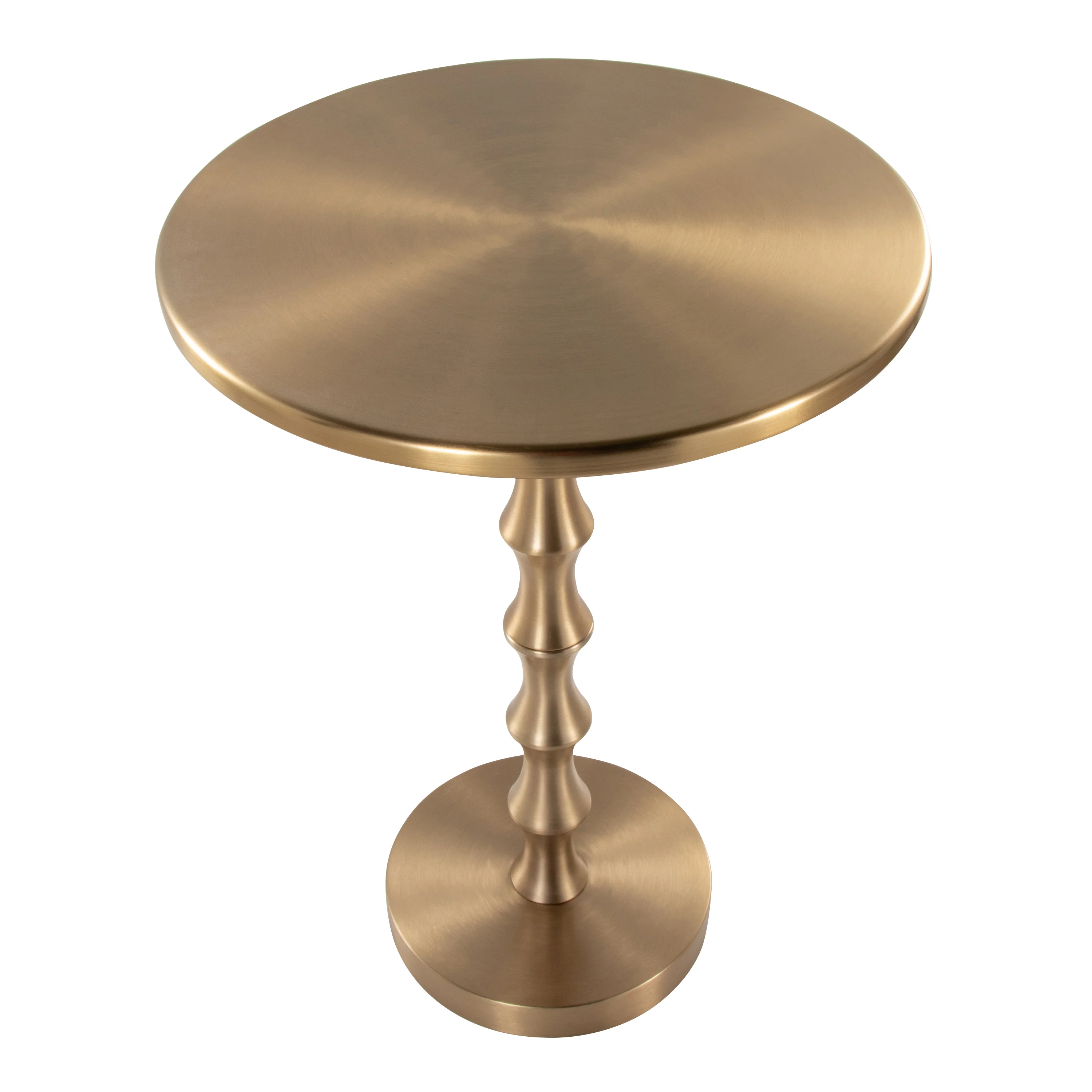 End Table with Bamboo Inspired Pedestal Leg and Metal Frame