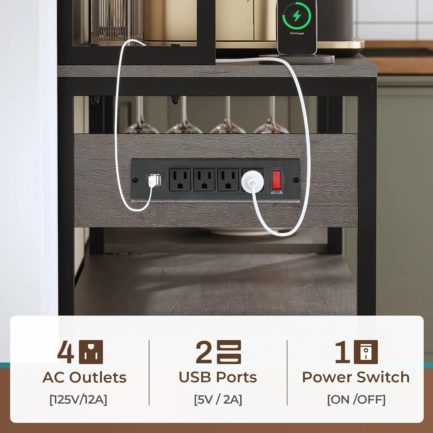 Bakers Rack for Kitchen with Storage Coffee Bar Cabinet