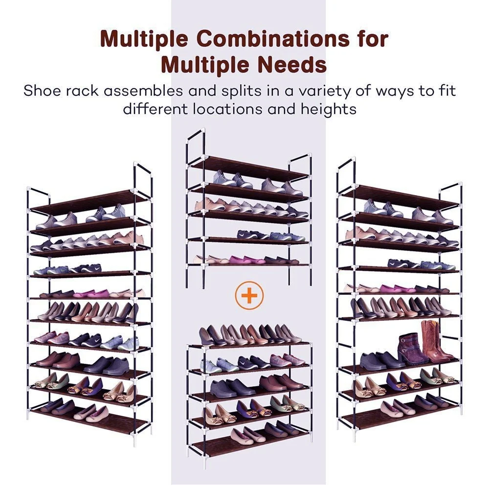 3/5/6/8/9/10-tier Extra-wide Metal/Non-woven Fabric Shoe Rack