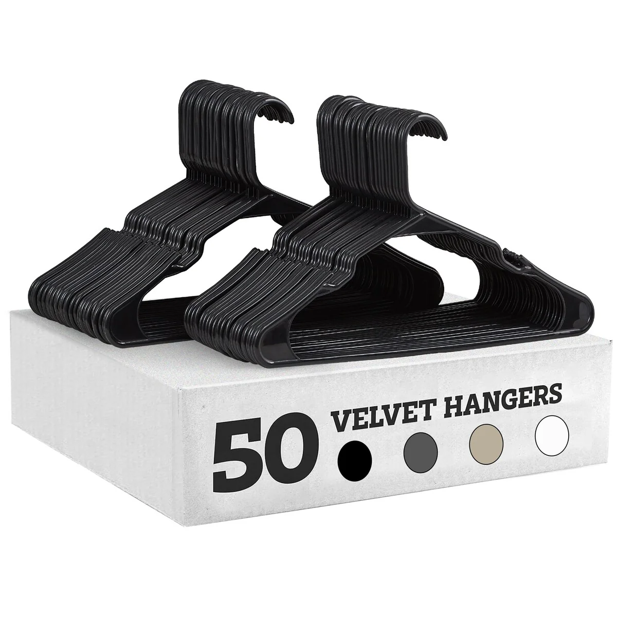 Javlergo 25/50 Pack Plastic Hanger, Space Saving, Sturdy Heavy Duty Clothing Notched Hangers