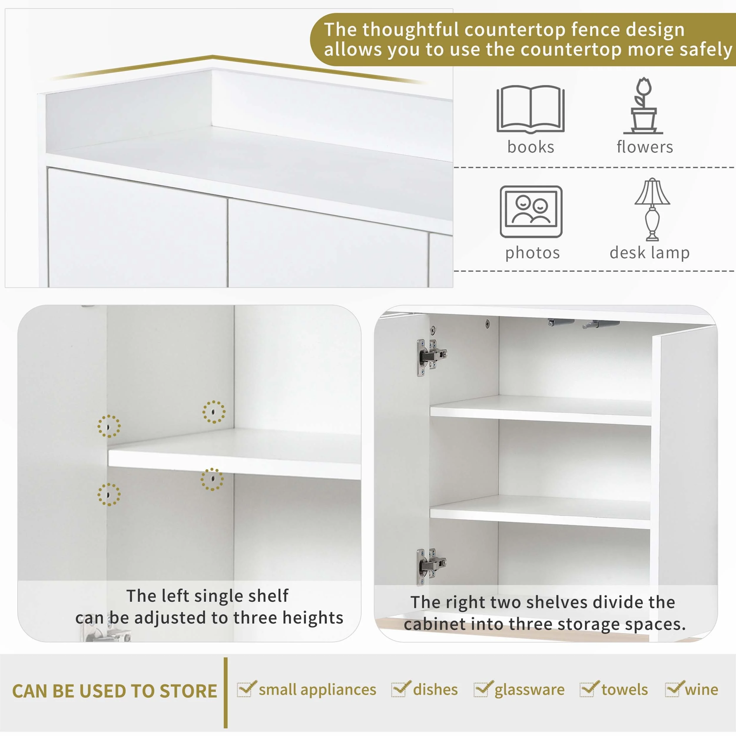 Modern Sideboard Elegant Buffet Cabinet with Large Storage
