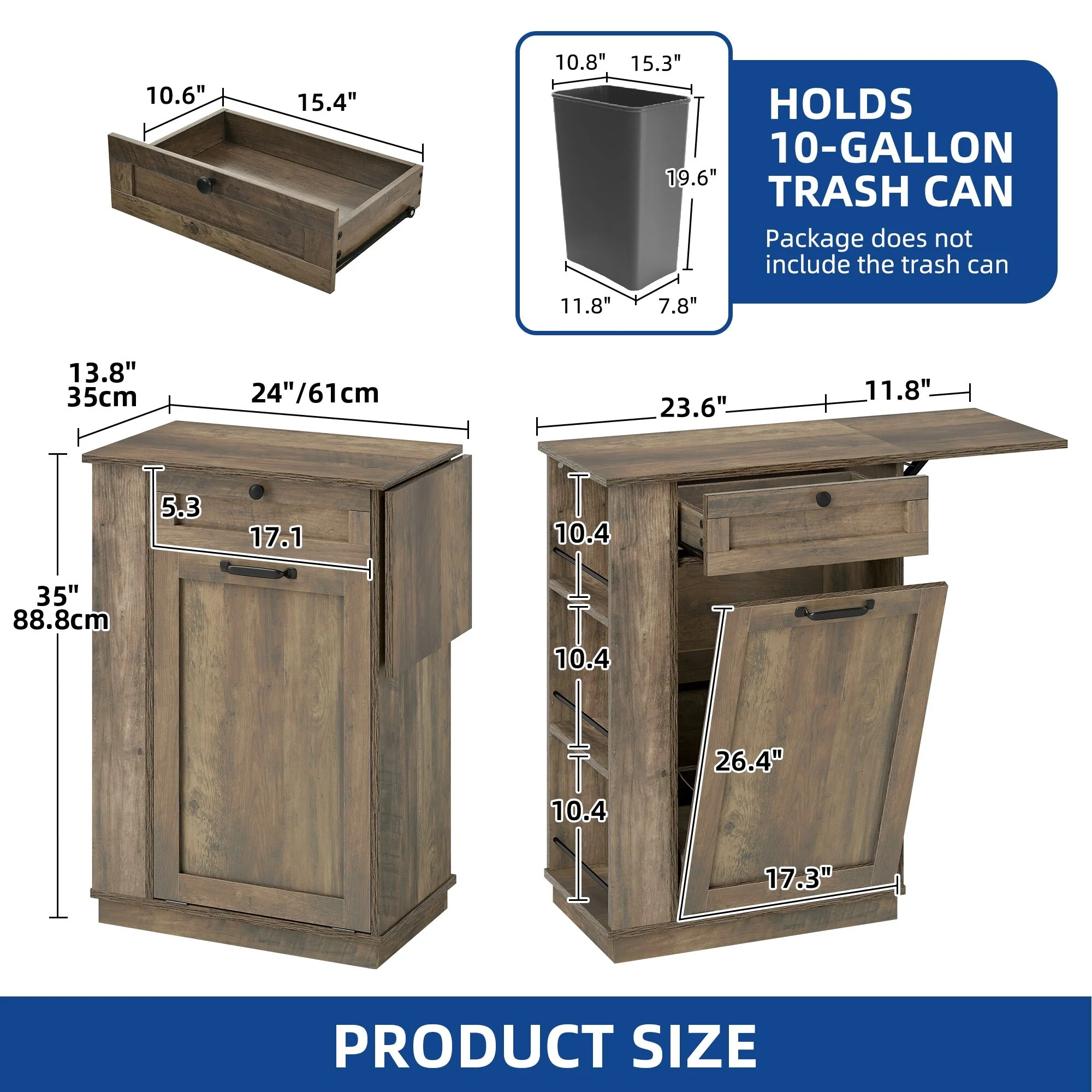 Hidden Trash Can Cabinet Tilt Out Trash Bin Cabinet With Drawer